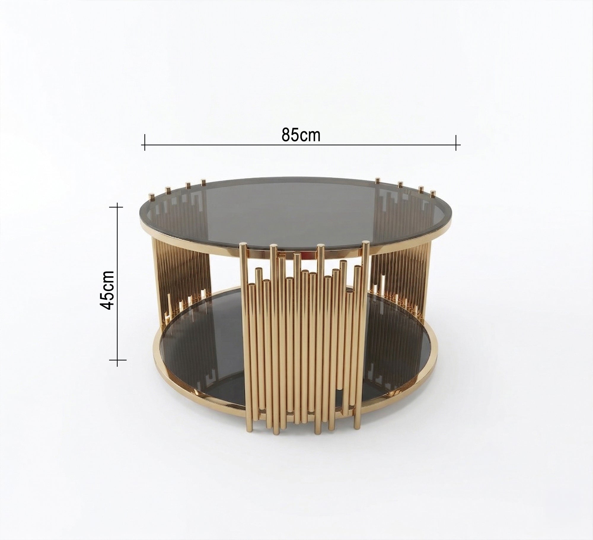 Golden circular table with two living surfaces - Vitrine Furniture - Coffee Tables