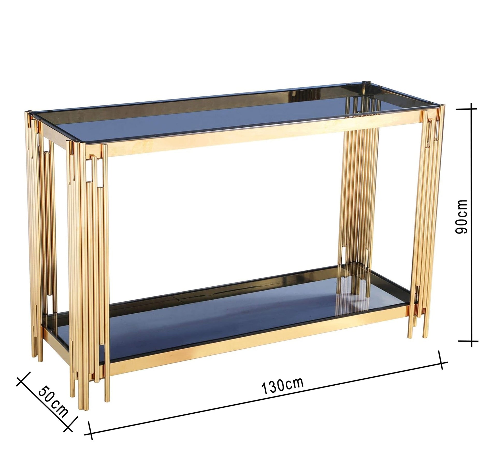 Golden consol with upper and lower surfaces - Vitrine Furniture - Furniture