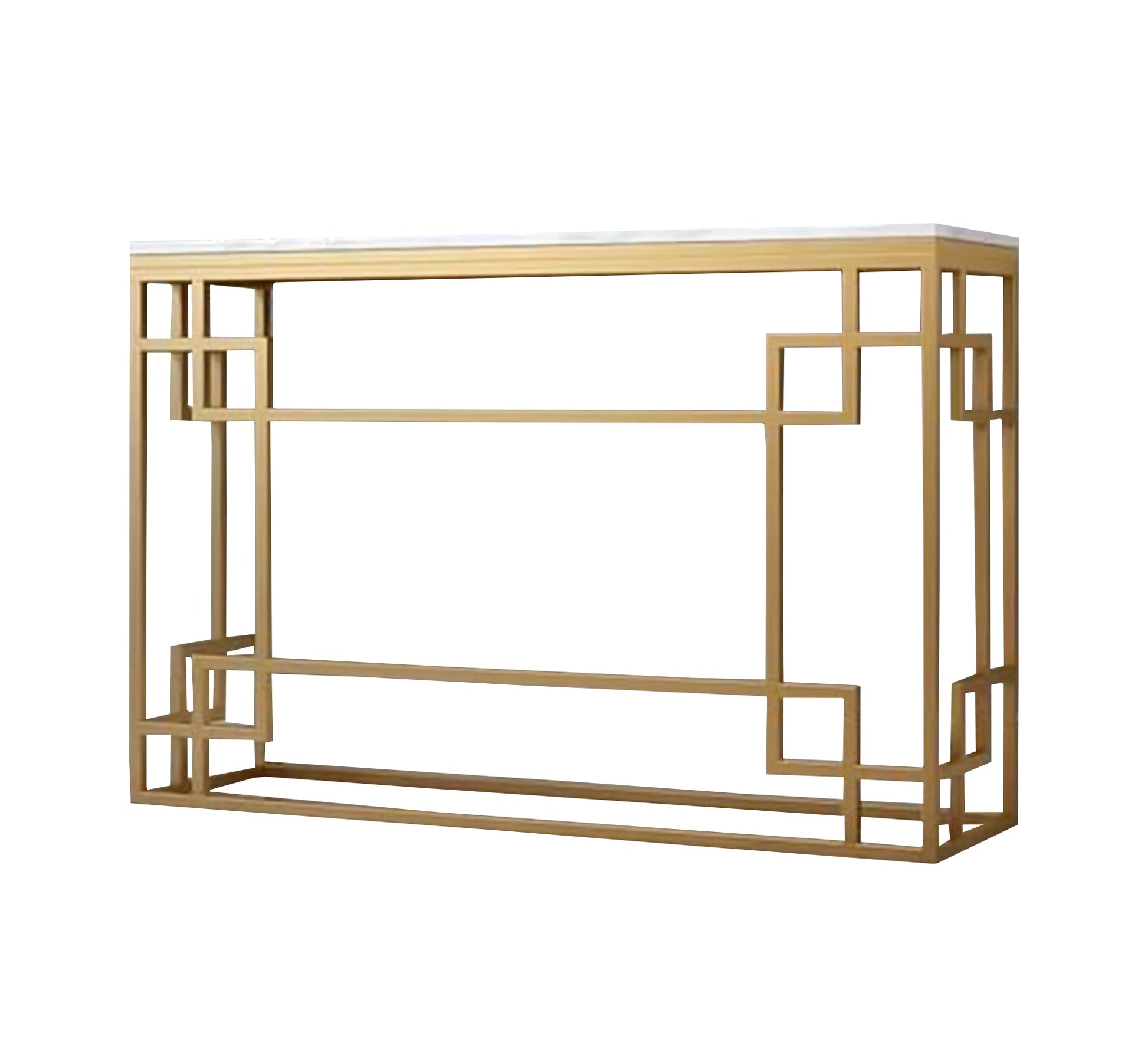 Golden console table with a luxurious geometric design - Vitrine Furniture - Furniture
