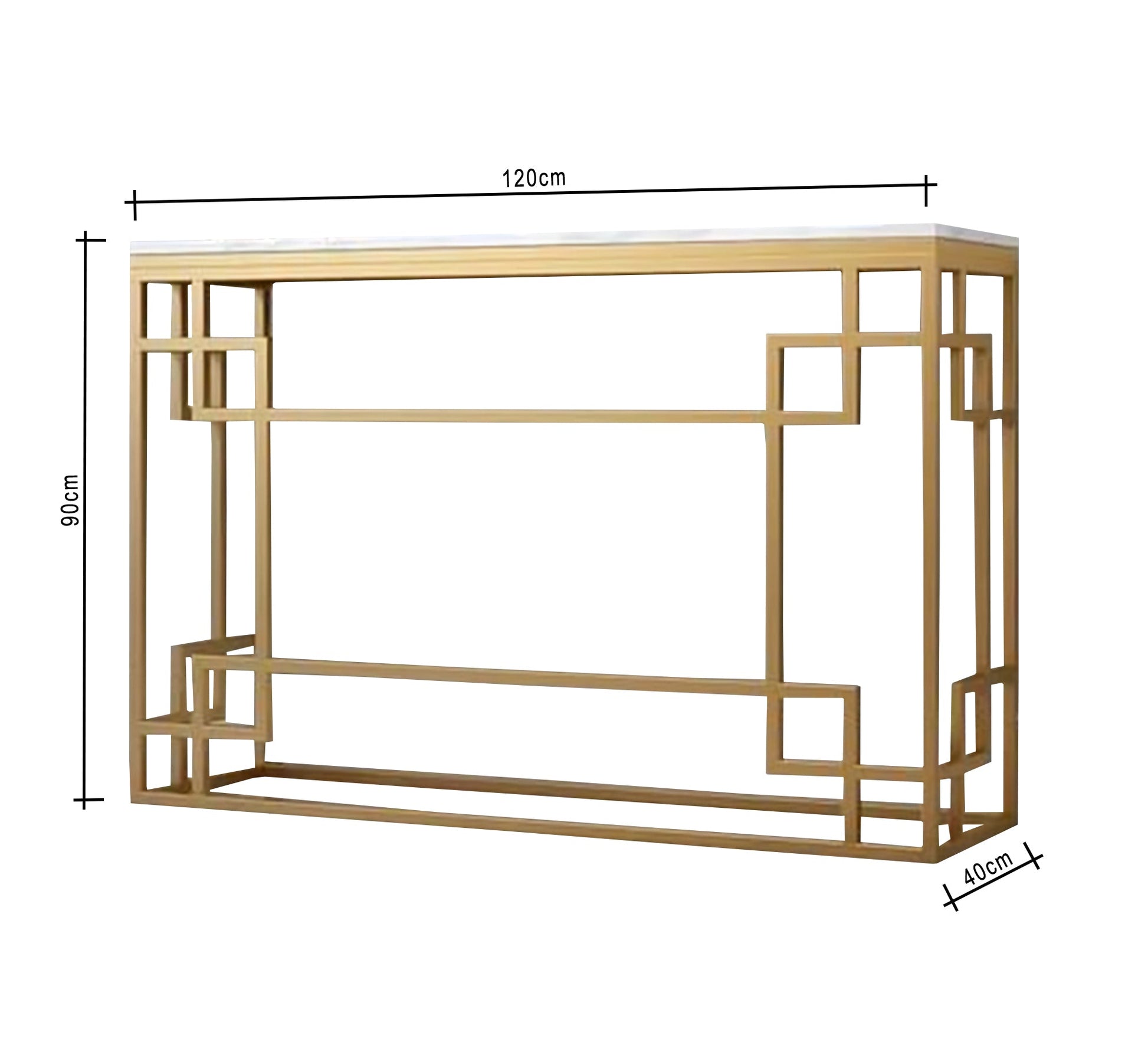 Golden console table with a luxurious geometric design - Vitrine Furniture - Furniture