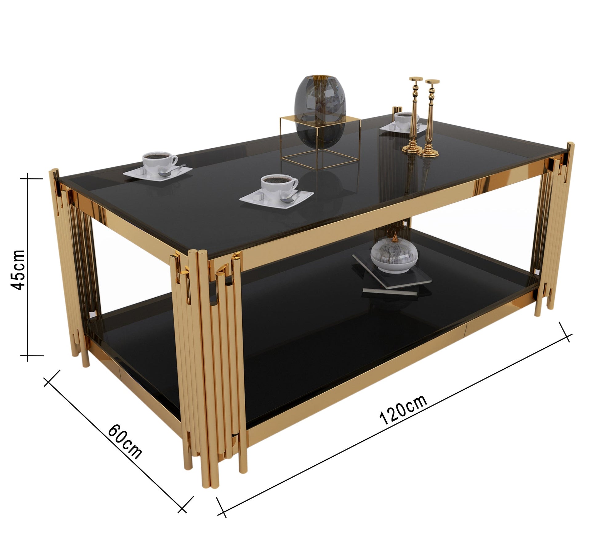 Golden rectangular steel table - Vitrine Furniture - Furniture