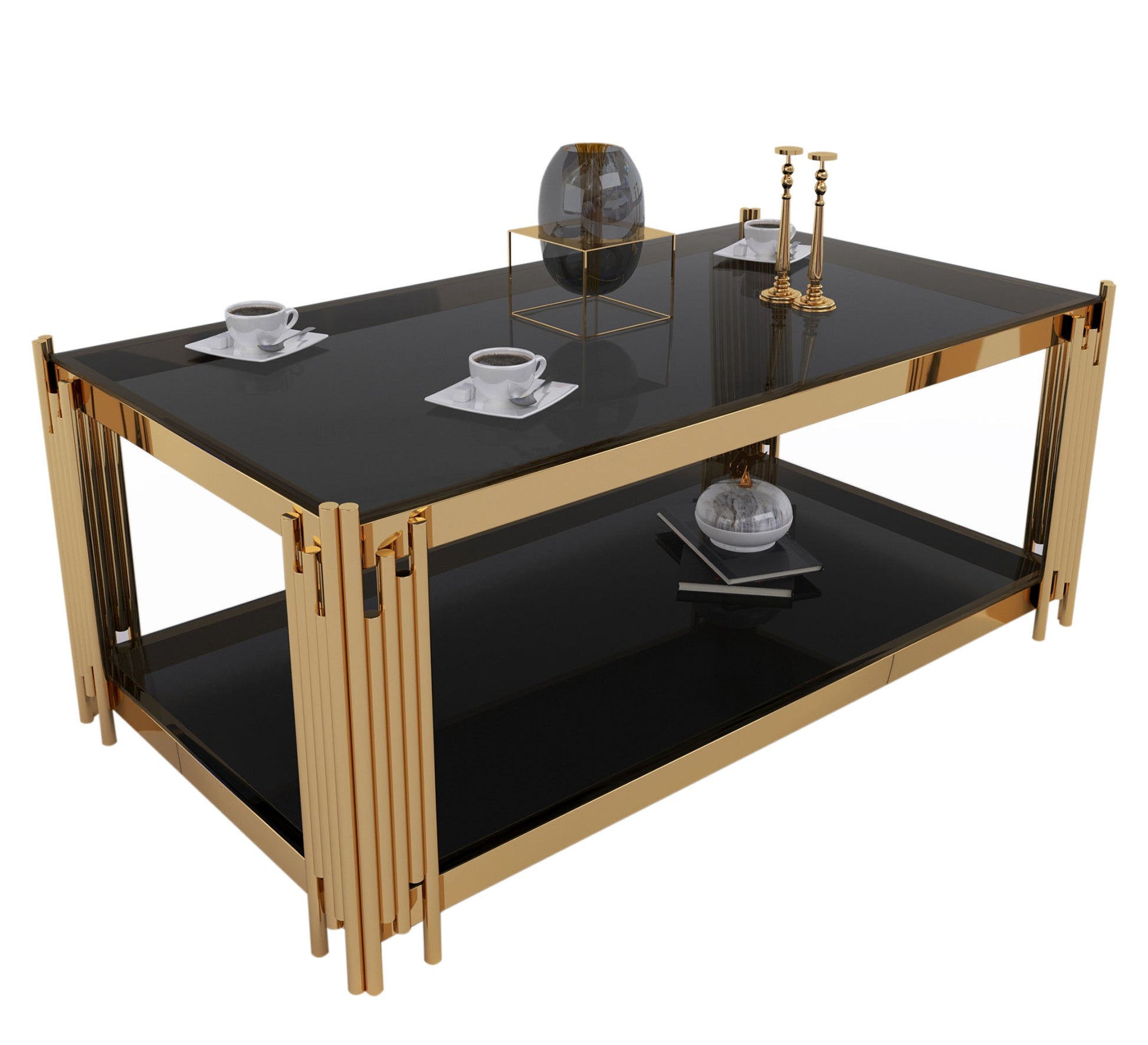 Golden rectangular steel table - Vitrine Furniture - Furniture