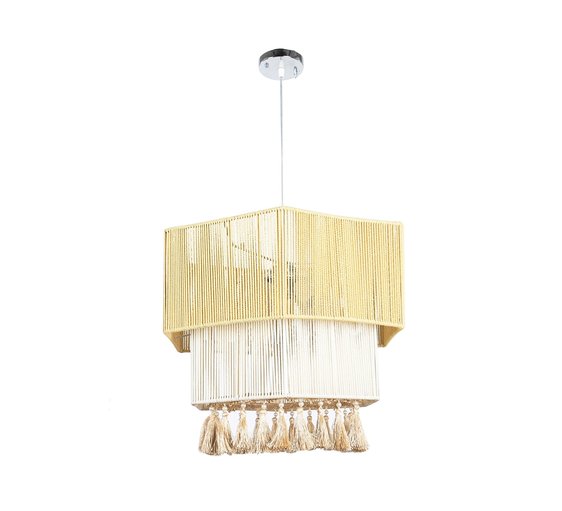 Graded polygon ceiling pendant with tassels - Vitrine Furniture - Lighting