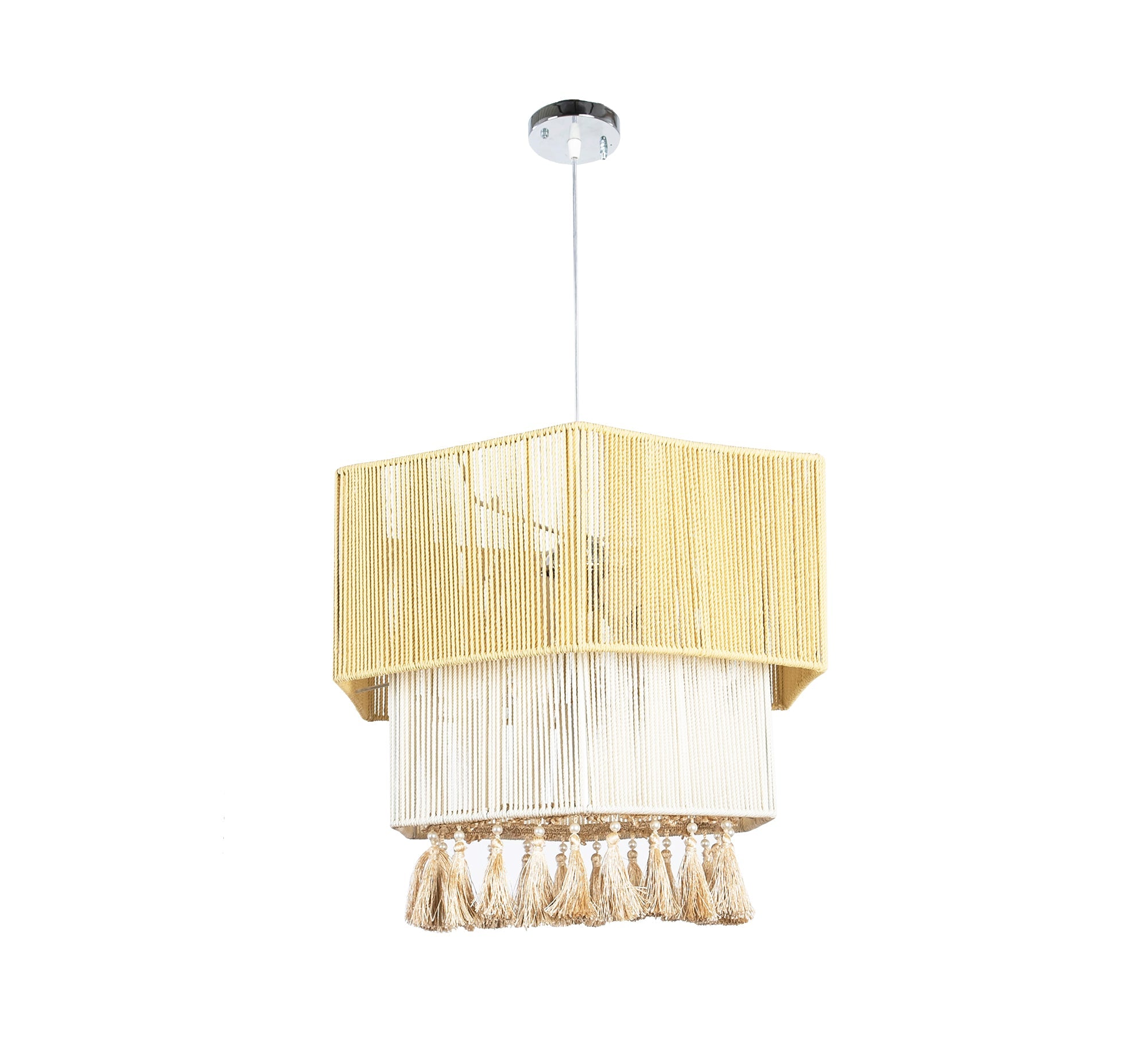 Graded polygon ceiling pendant with tassels - Vitrine Furniture - Lighting