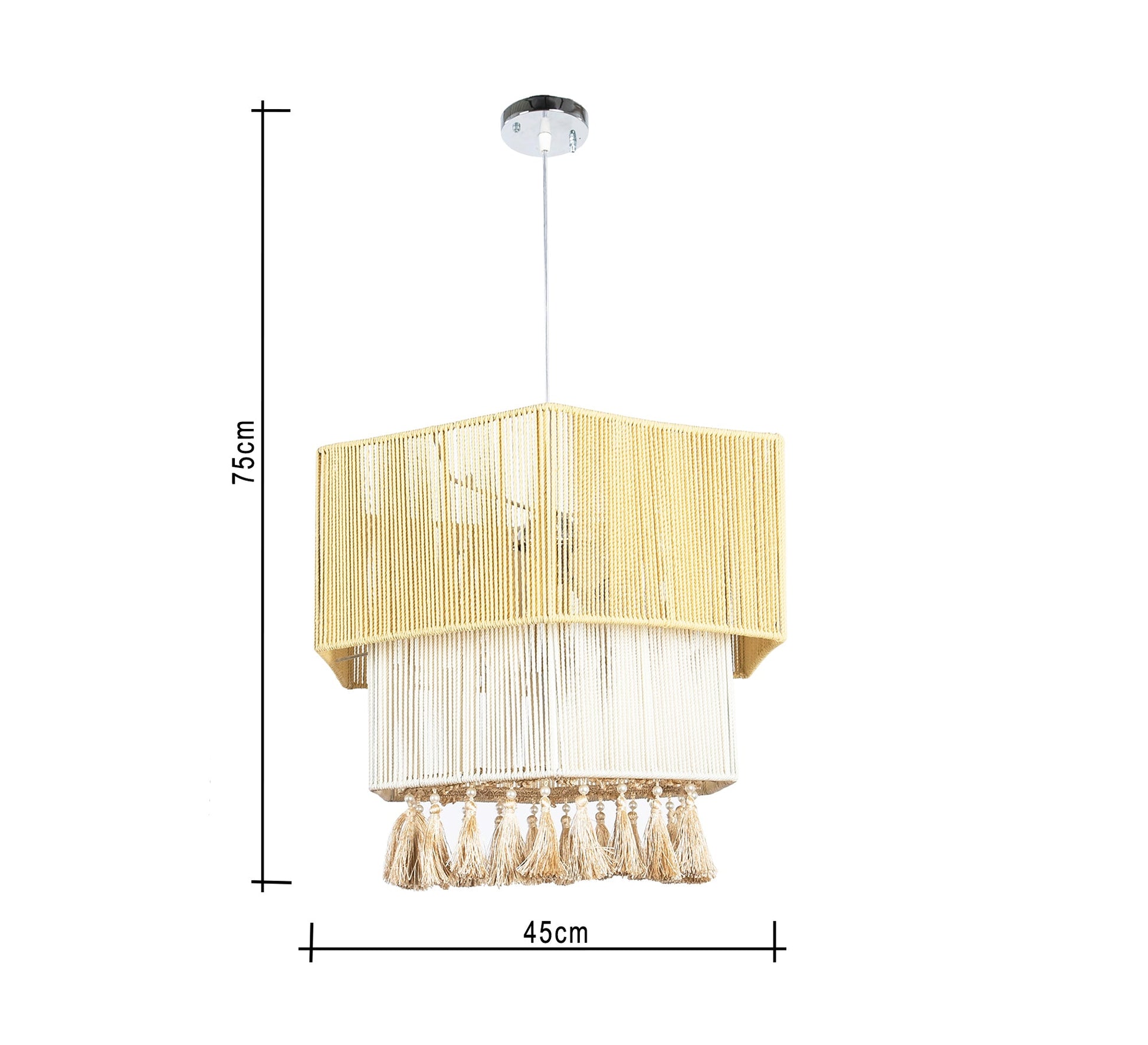 Graded polygon ceiling pendant with tassels - Vitrine Furniture - Lighting