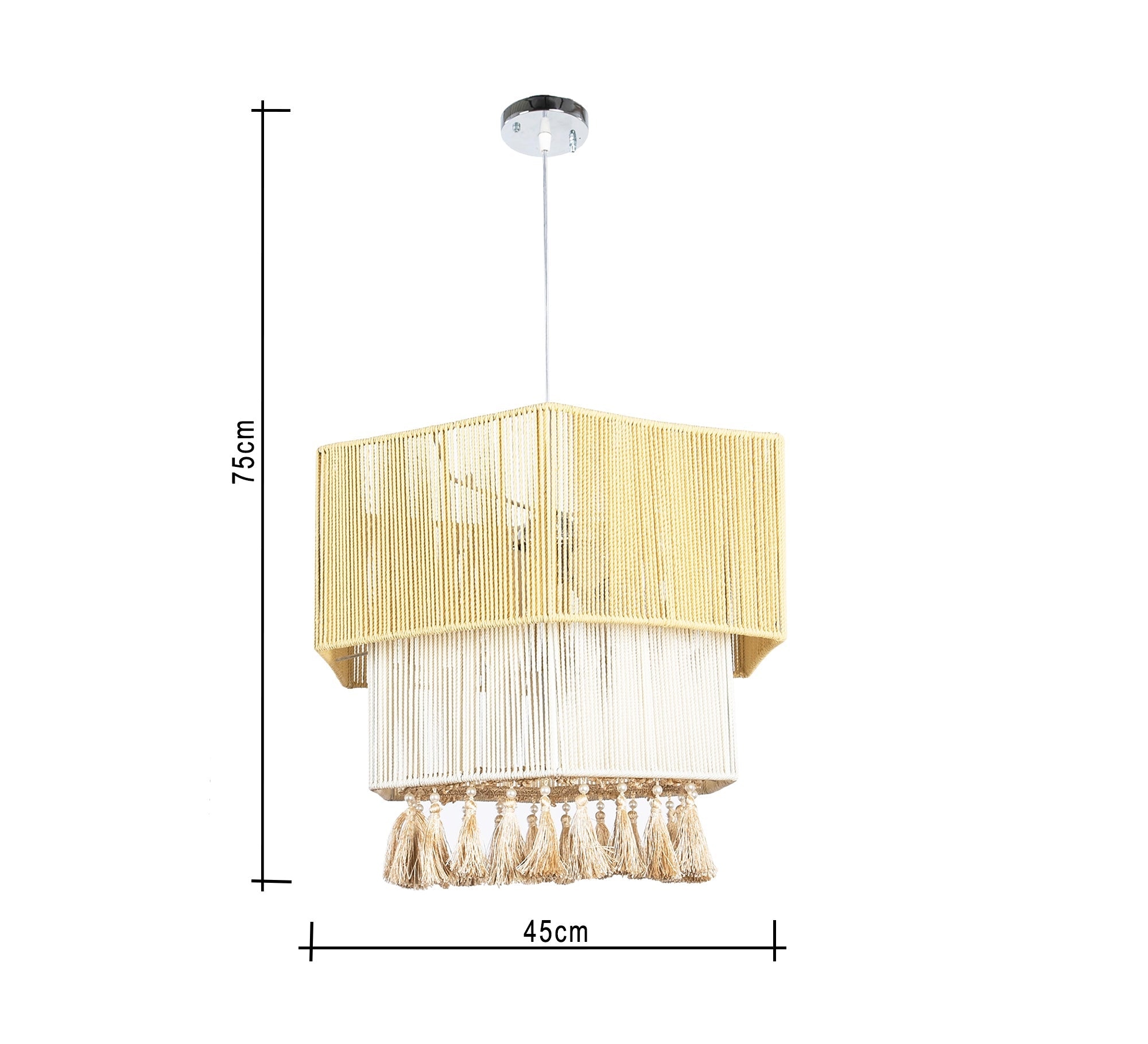 Graded polygon ceiling pendant with tassels - Vitrine Furniture - Lighting