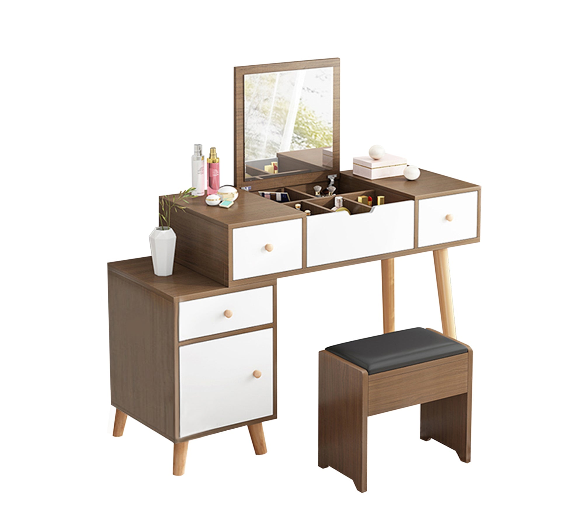 Gradient Vanities: White and Honey Brown Charm - Vitrine Furniture - Furniture