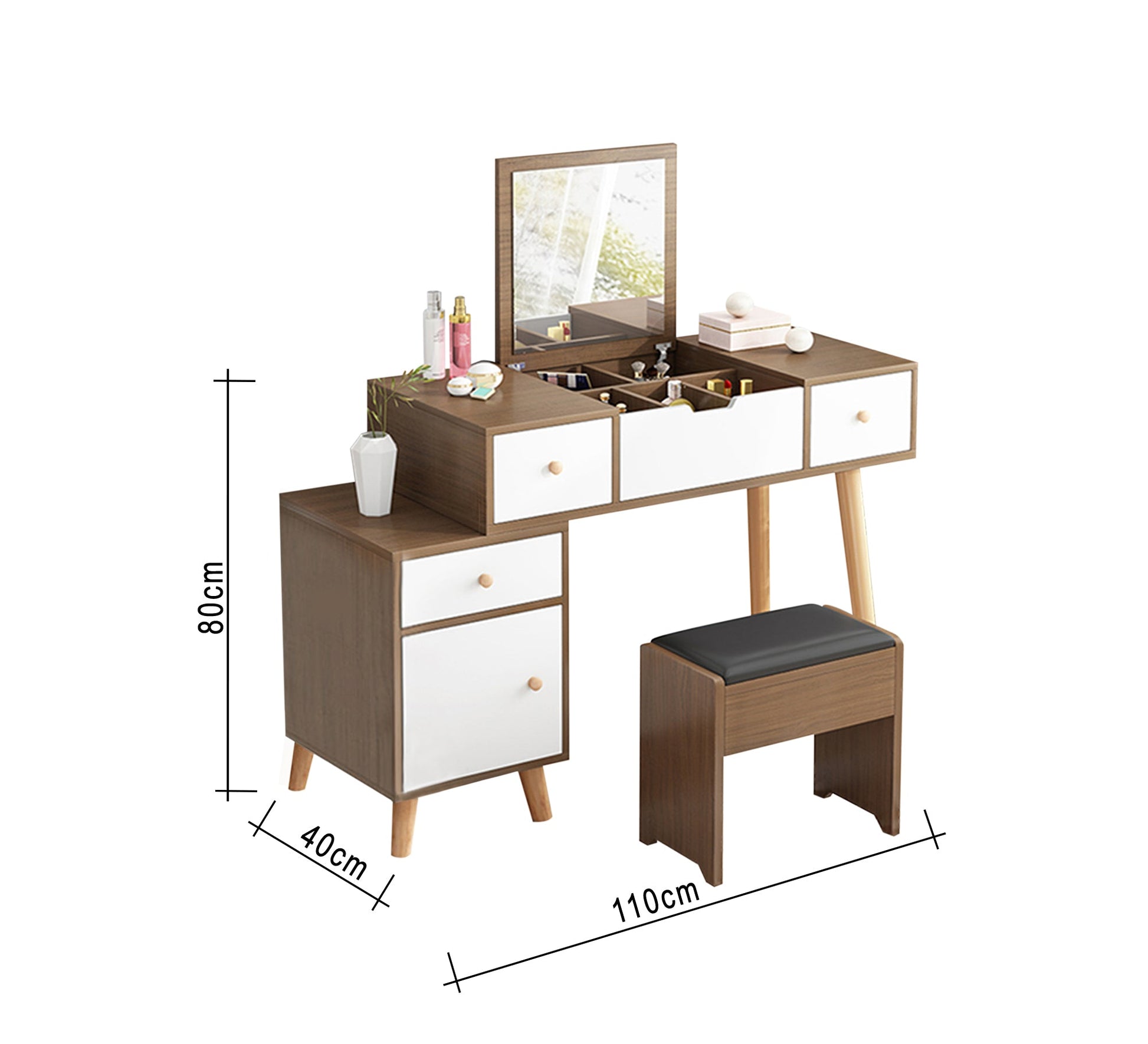 Gradient Vanities: White and Honey Brown Charm - Vitrine Furniture - Furniture