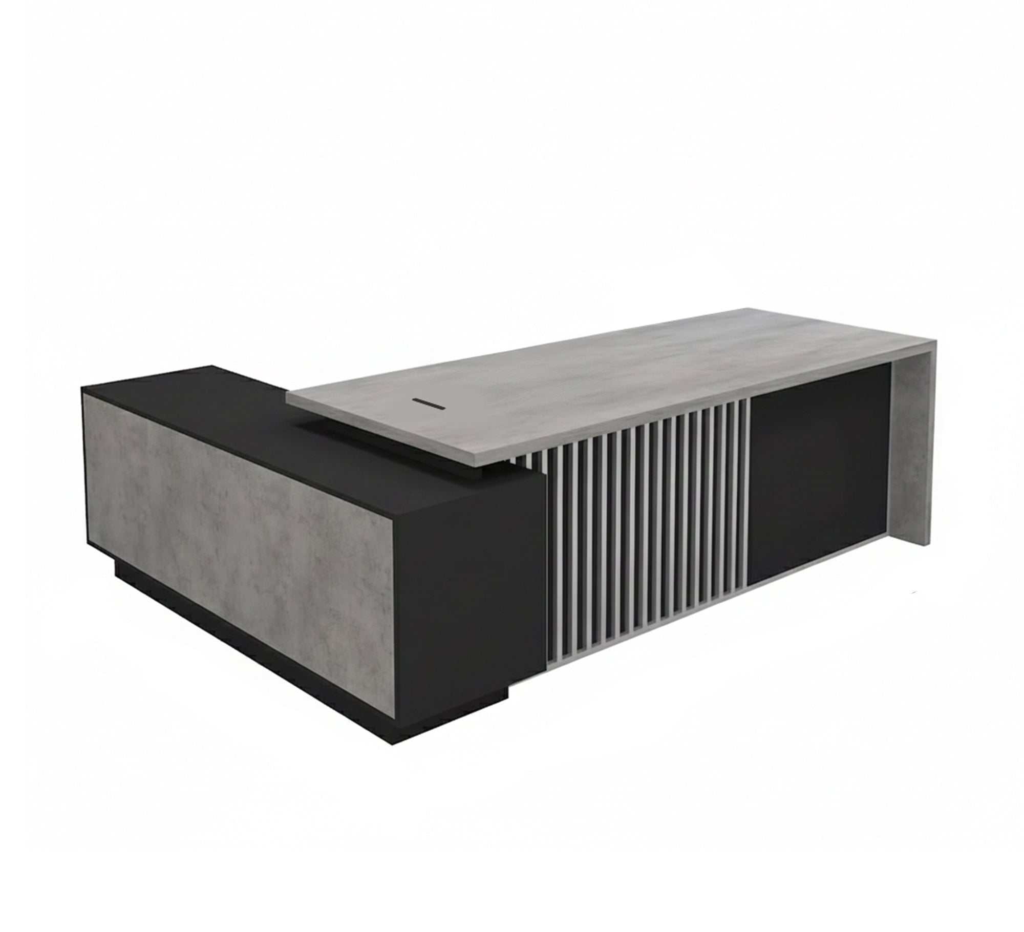 Gray and black corner executive desk with a geometric design - Vitrine Furniture - Furniture