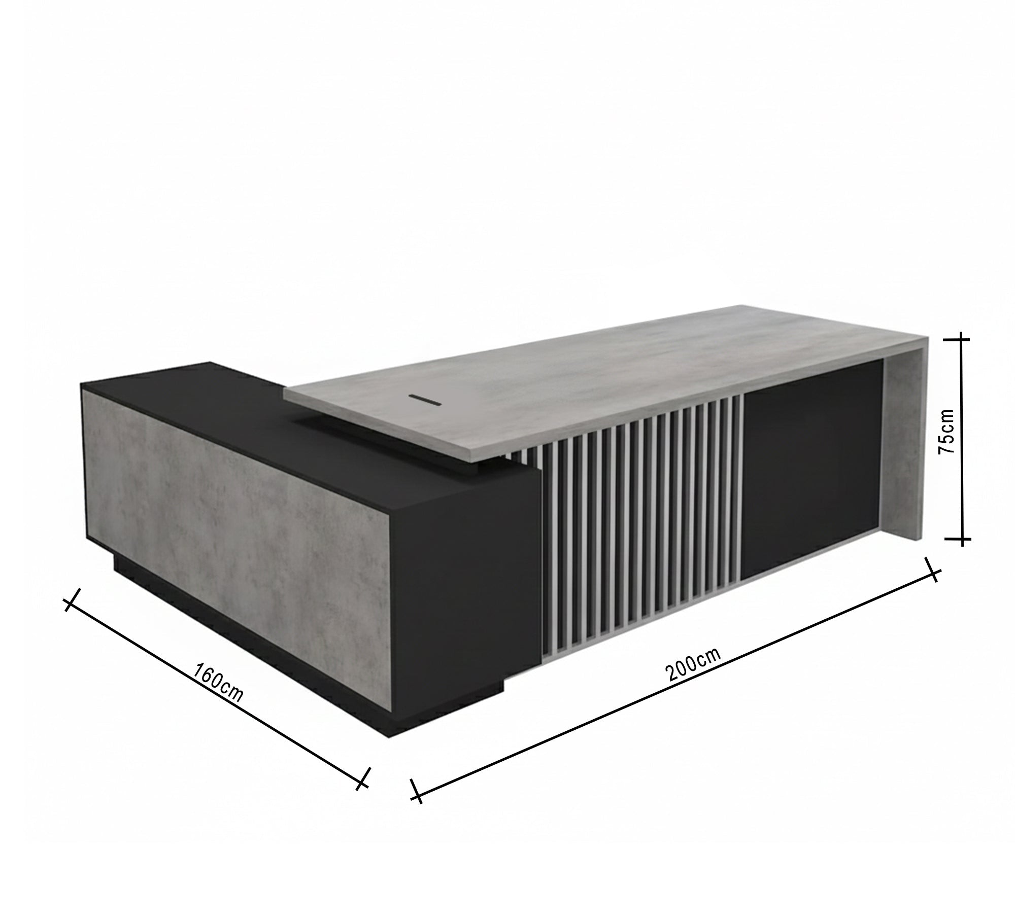 Gray and black corner executive desk with a geometric design - Vitrine Furniture - Furniture