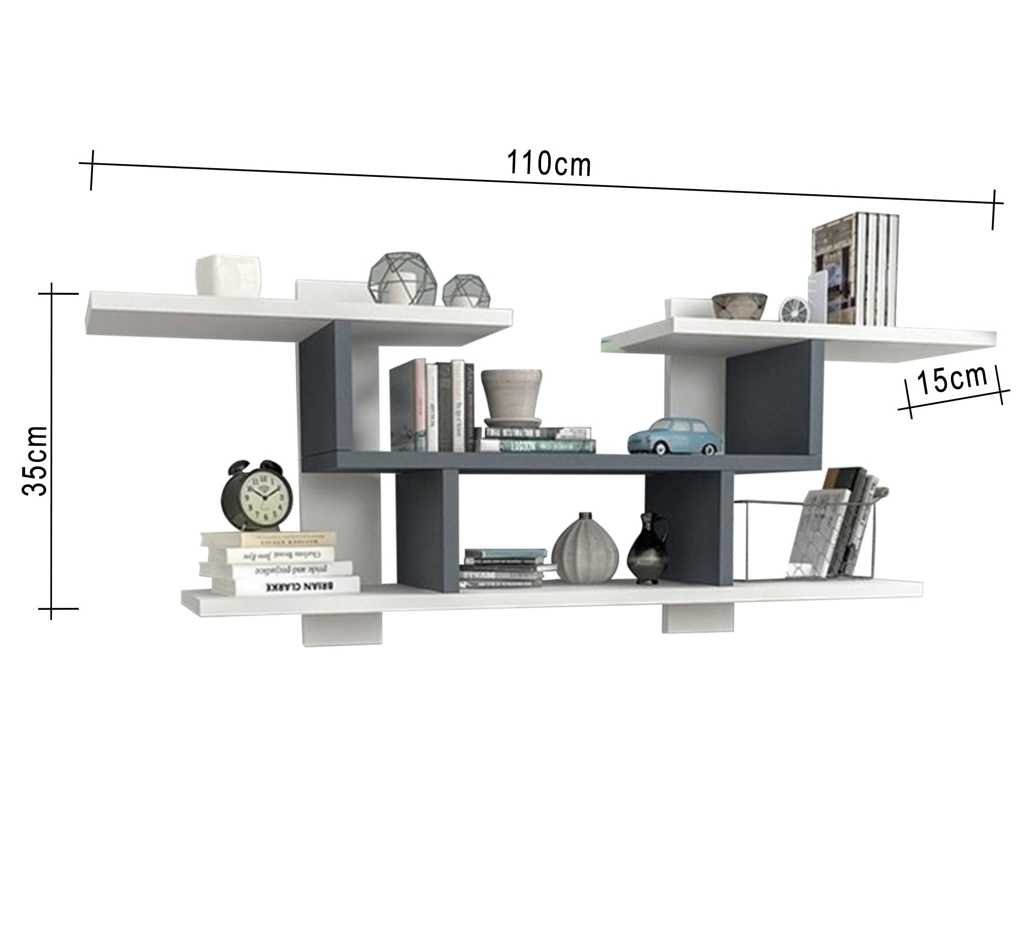 Gray and White MDF Shelving Unit - Vitrine Furniture - Décor