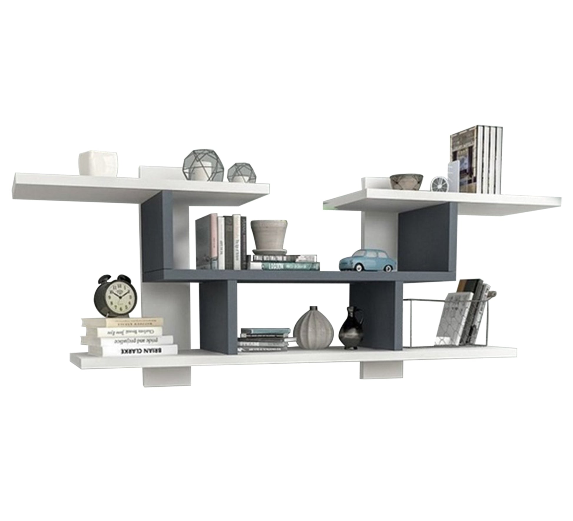 Gray and White MDF Shelving Unit - Vitrine Furniture - Décor