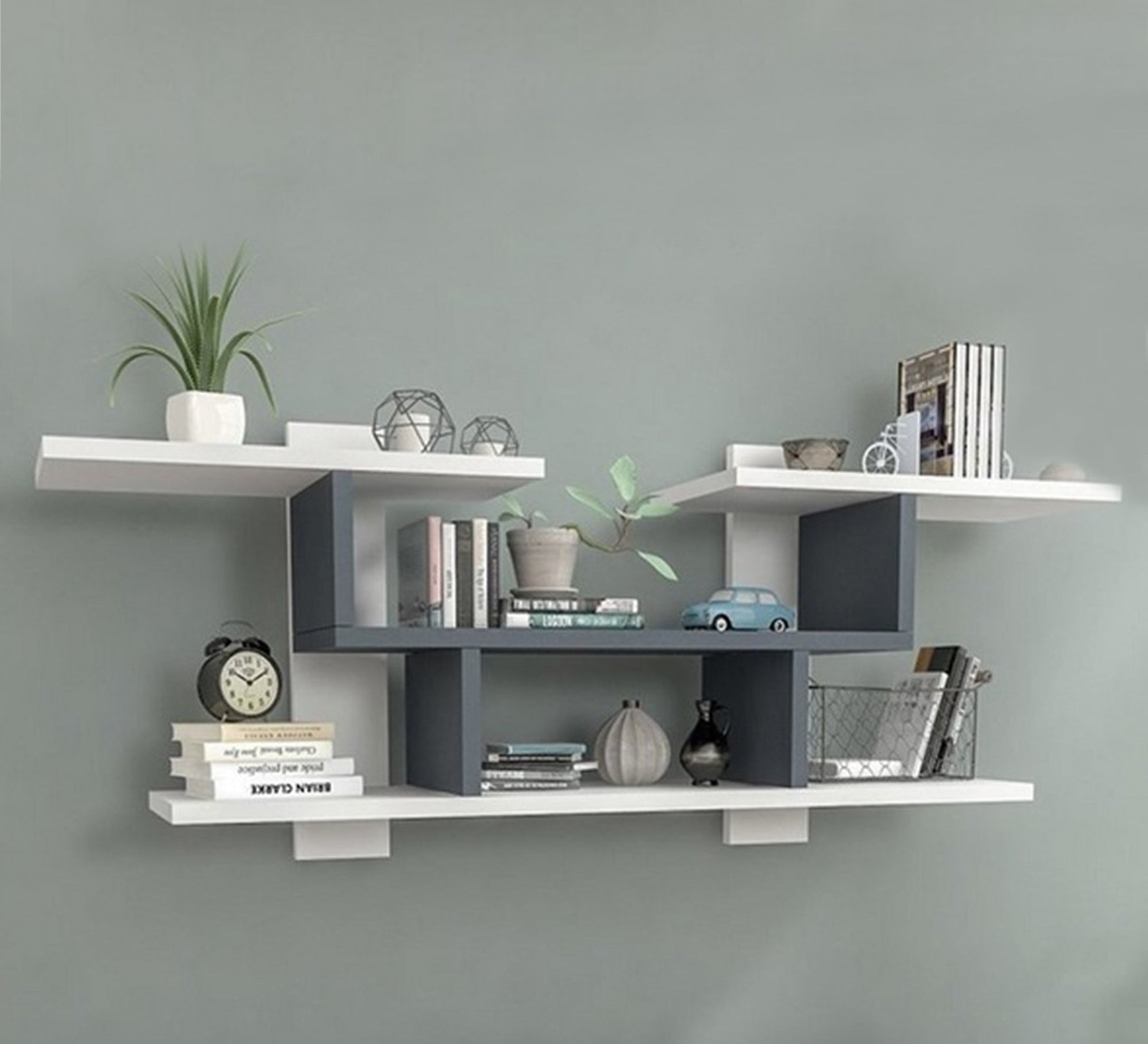 Gray and White MDF Shelving Unit - Vitrine Furniture - Décor