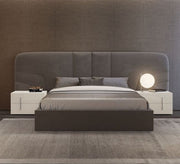 Gray bed with a high capitone headboard - Vitrine Furniture - Furniture