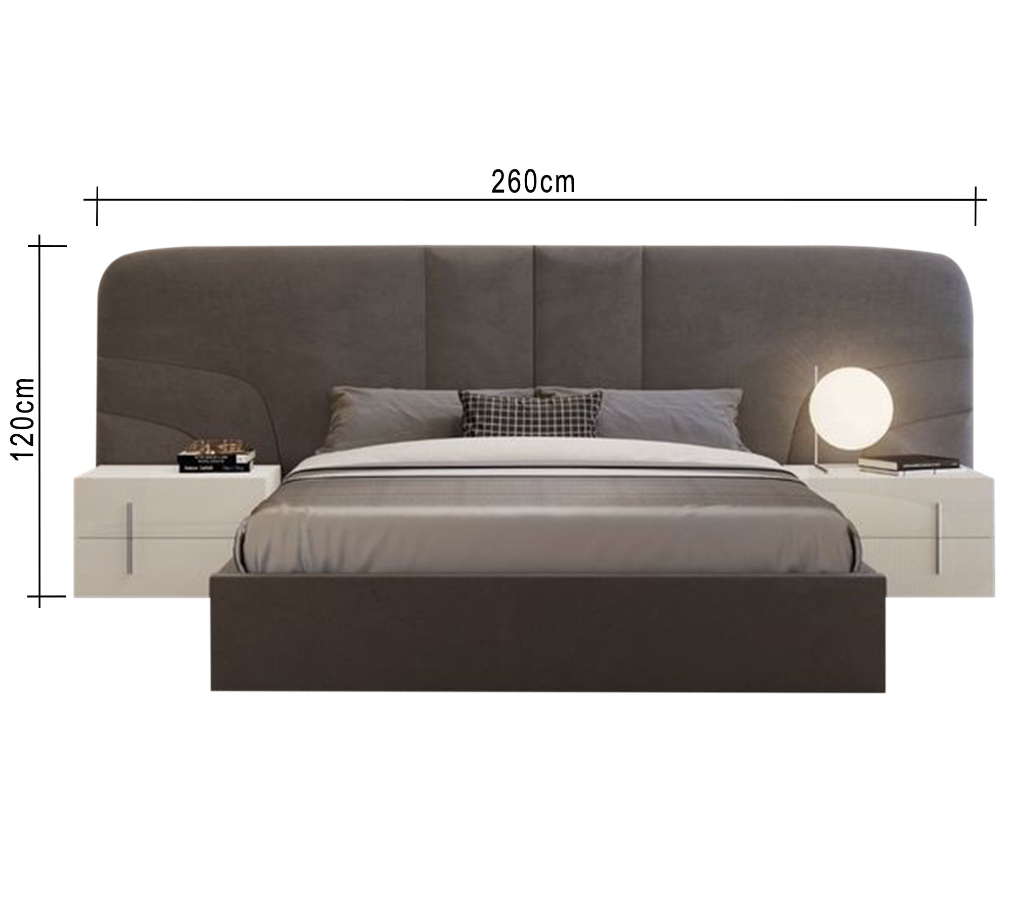 Gray bed with a high capitone headboard - Vitrine Furniture - Furniture