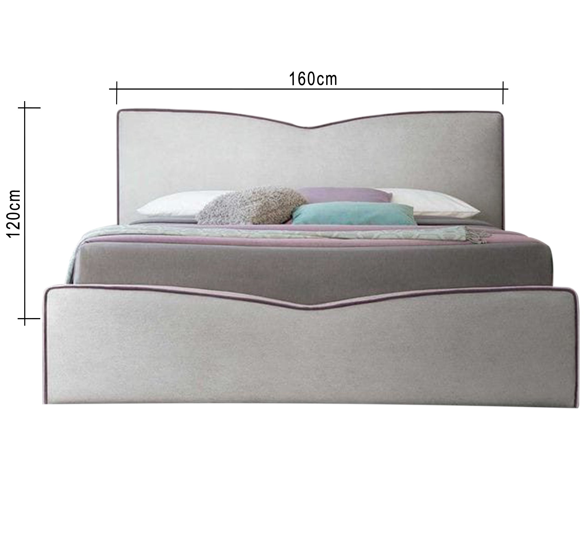 Gray bed with a high headboard - Vitrine Furniture - Furniture