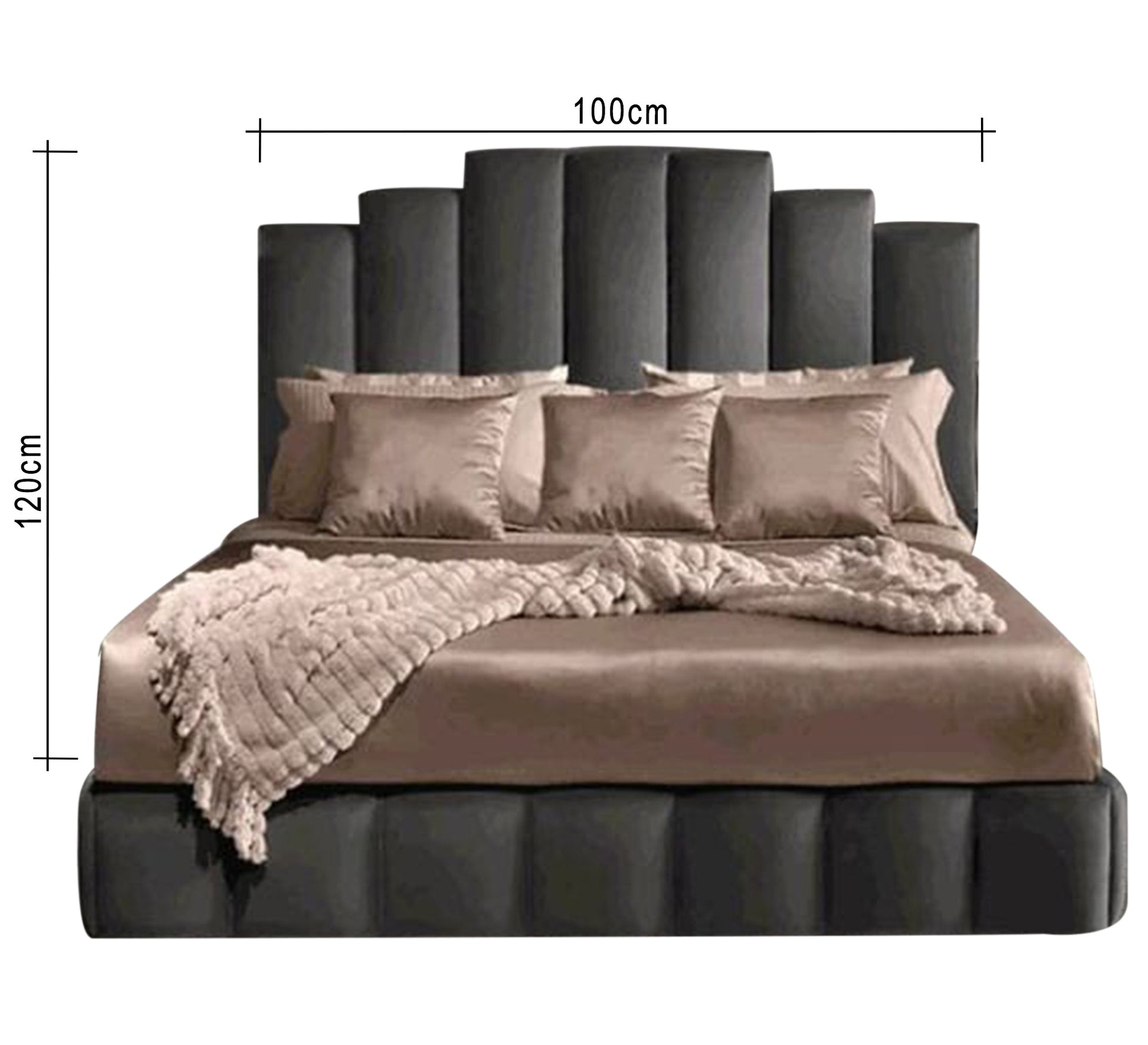 Gray bed with high back - Vitrine Furniture - Furniture