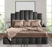 Gray bed with high back - Vitrine Furniture - Furniture