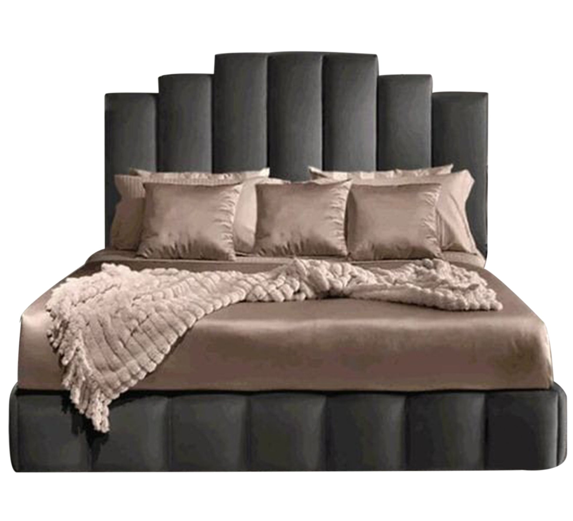 Gray bed with high back - Vitrine Furniture - Furniture