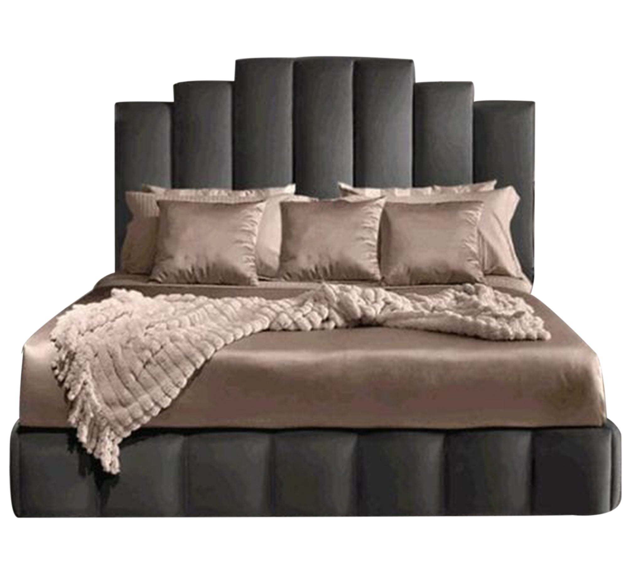 Gray bed with high back - Vitrine Furniture - Furniture