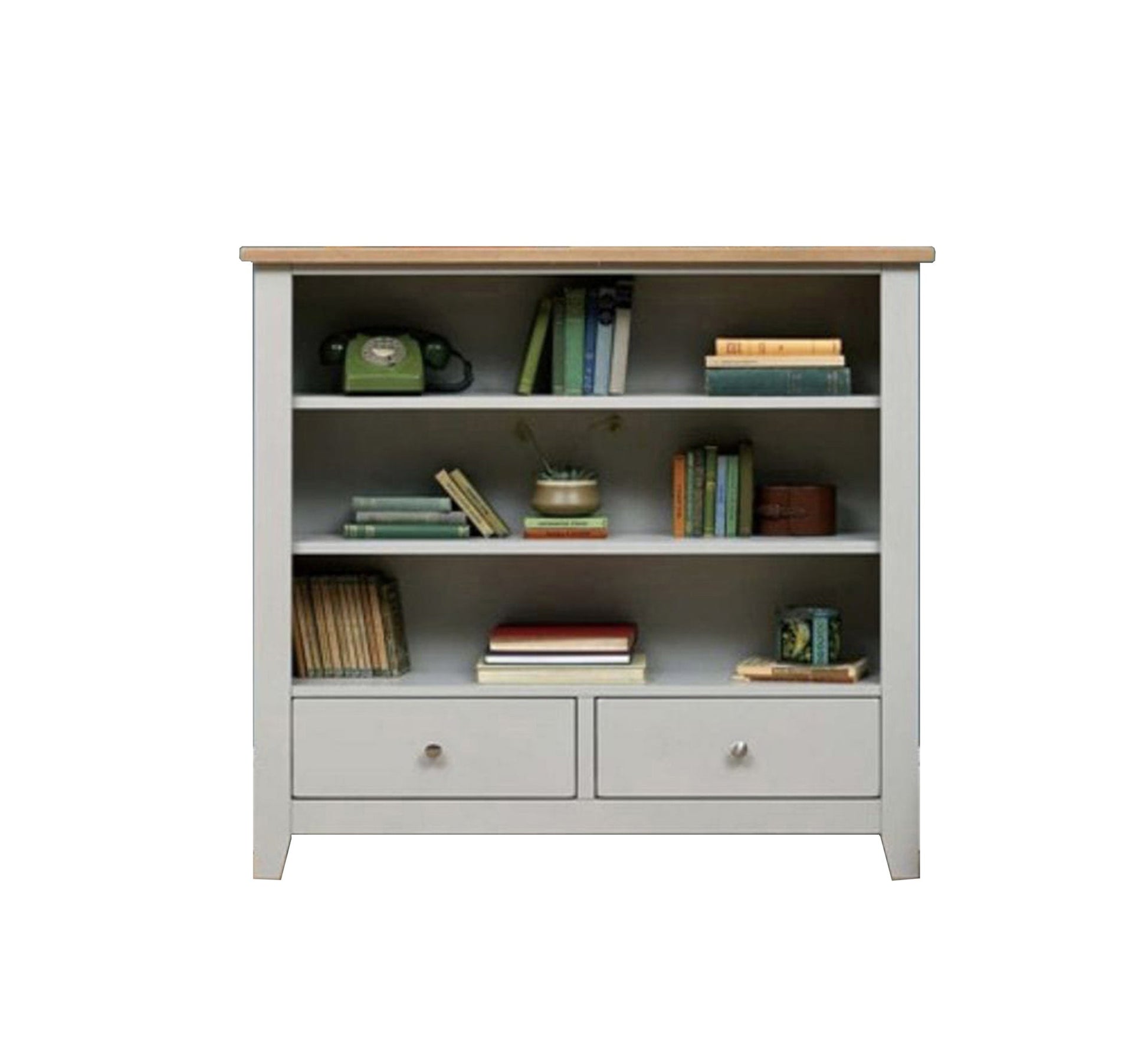 Gray bookcase with lower drawers and three shelves - Vitrine Furniture - Furniture