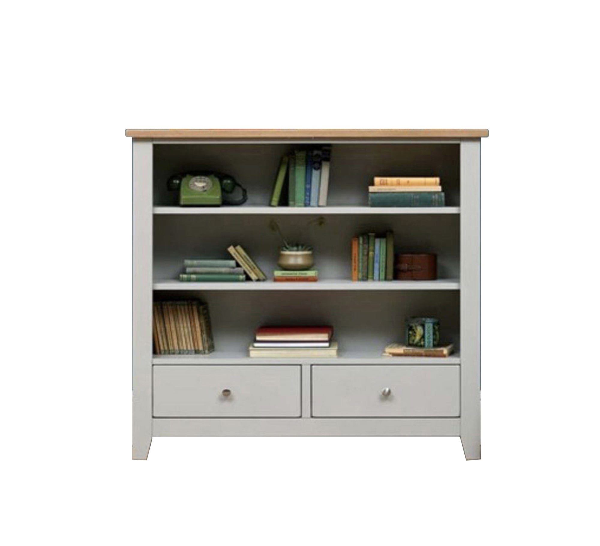Gray bookcase with lower drawers and three shelves - Vitrine Furniture - Furniture