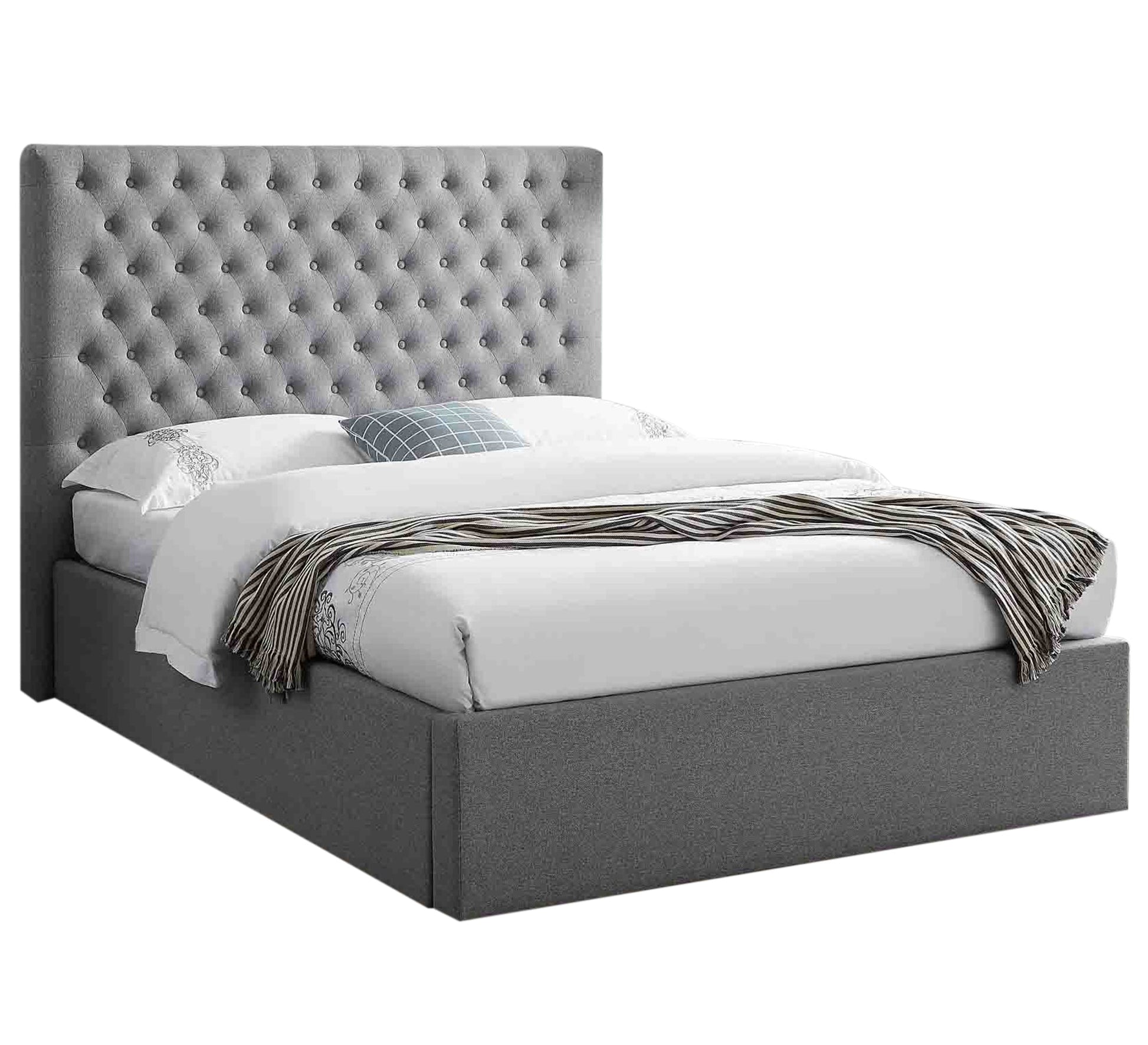 Gray capitone bed - Vitrine Furniture - Furniture