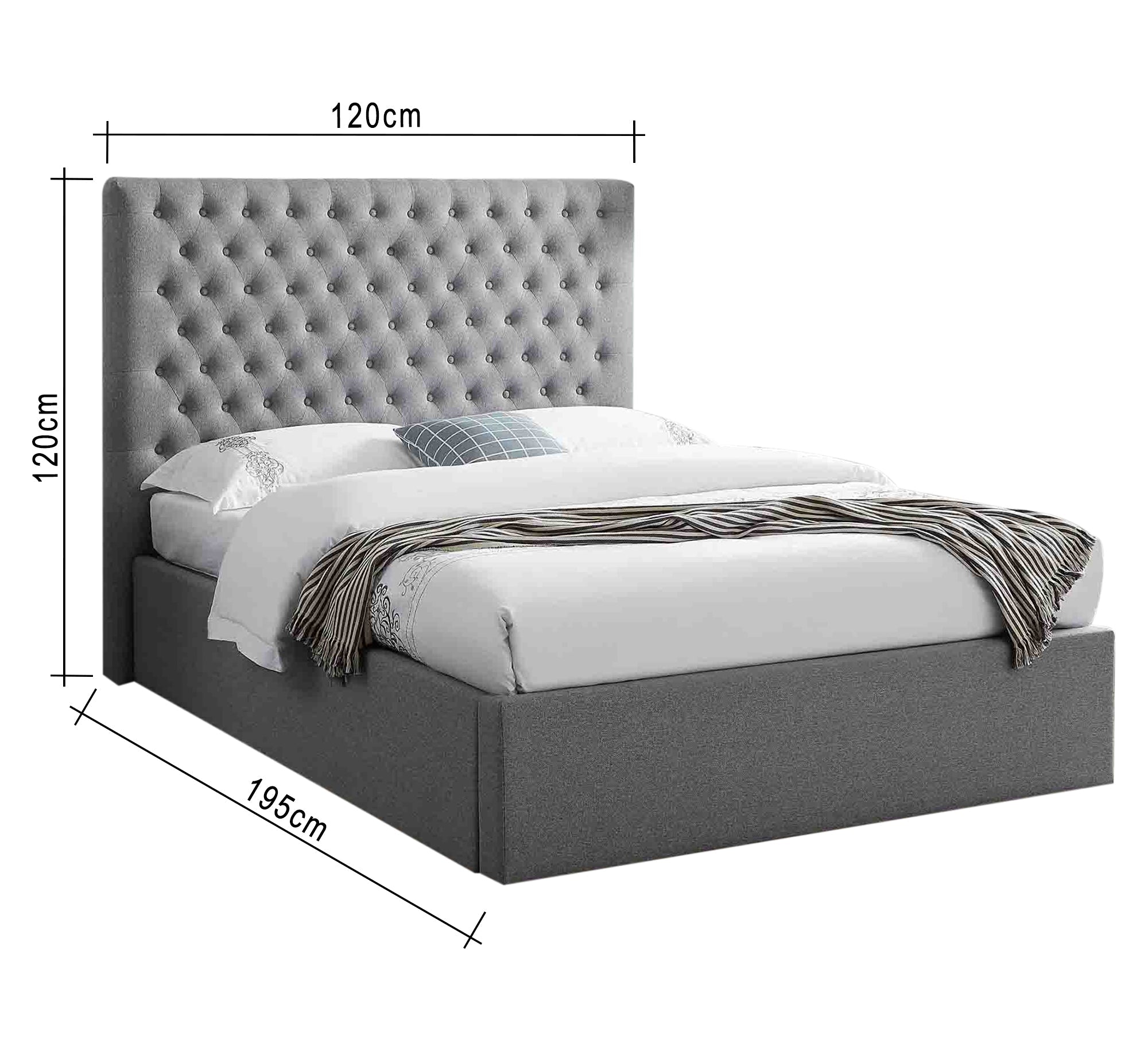 Gray capitone bed - Vitrine Furniture - Furniture