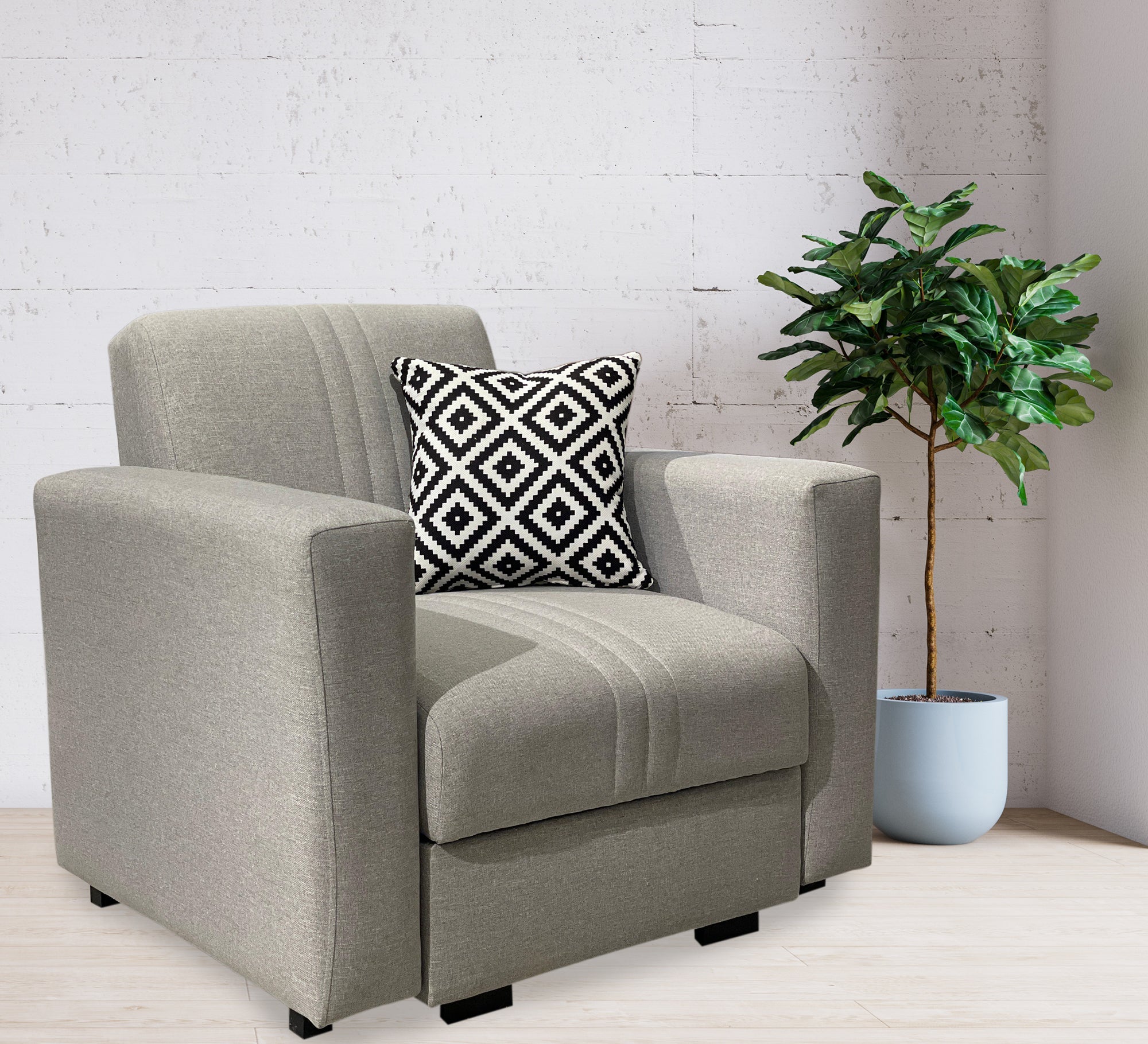 Gray Chair, Armrests, Unique Design - Vitrine Furniture - Furniture