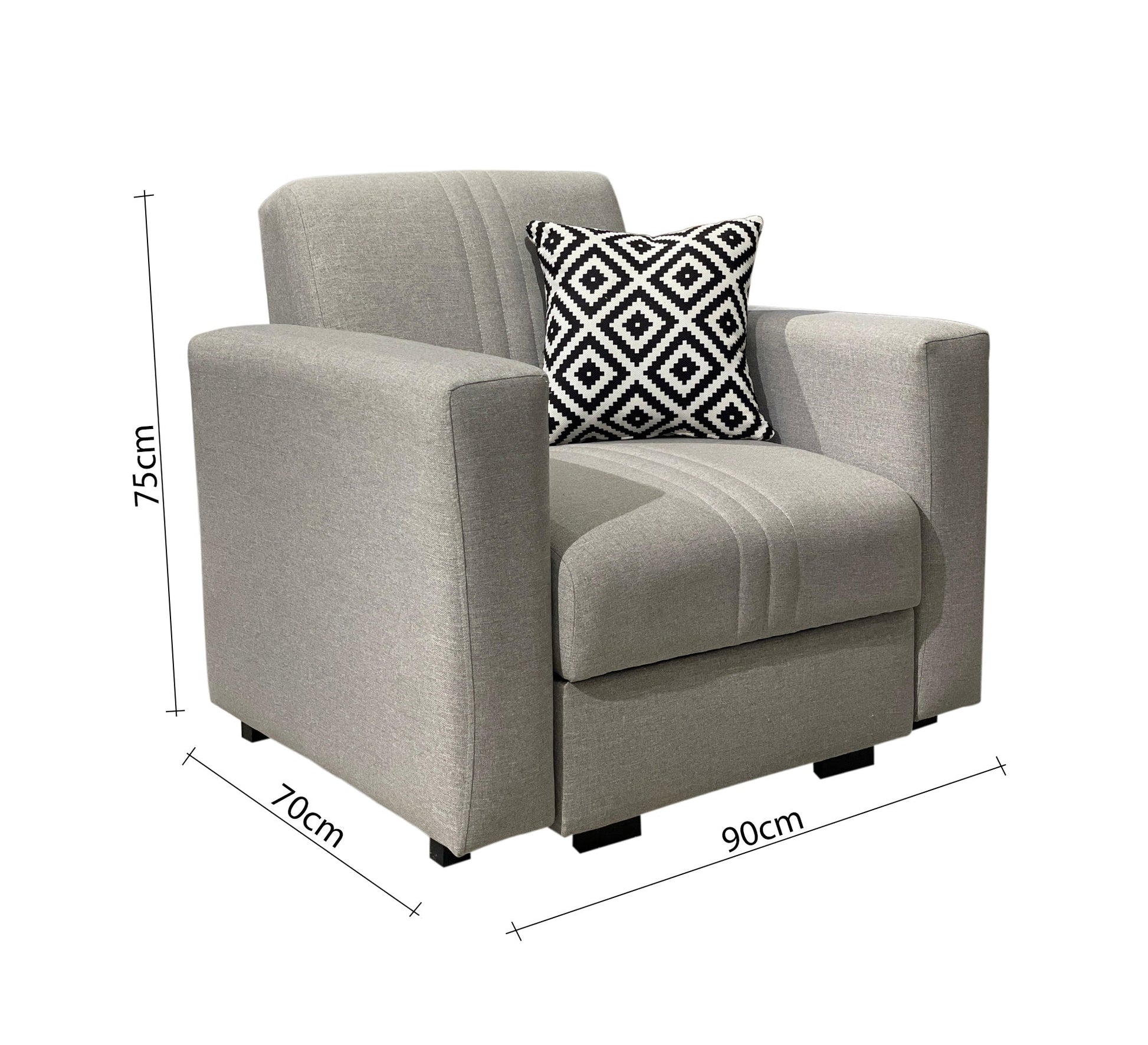 Gray Chair, Armrests, Unique Design - Vitrine Furniture - Furniture