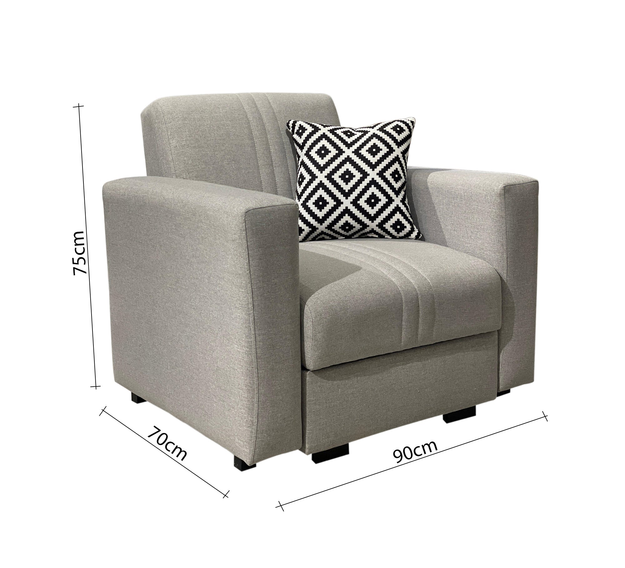 Gray Chair, Armrests, Unique Design - Vitrine Furniture - Furniture