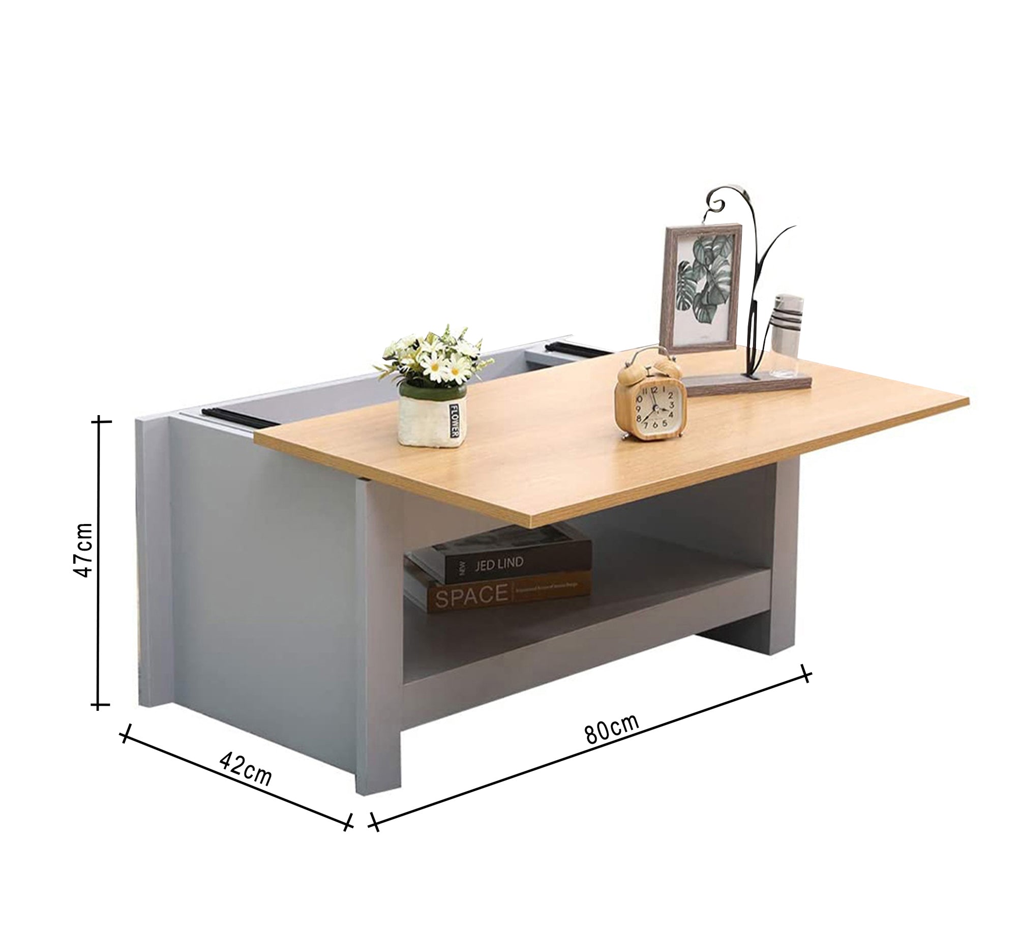 Gray coffee table and oak disc - Vitrine Furniture - Furniture