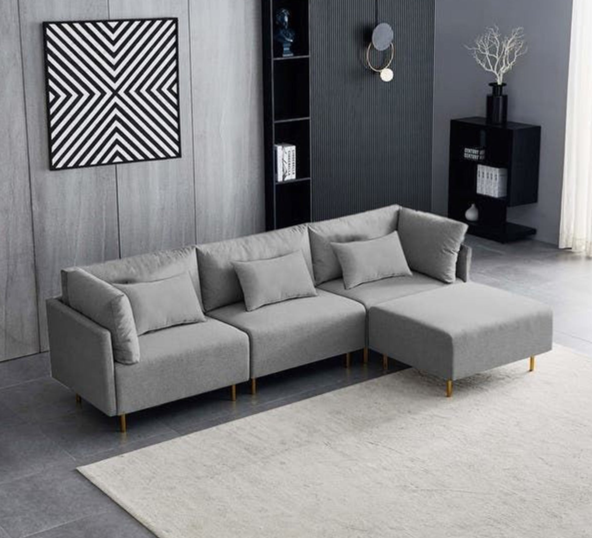 Gray corner with flexible, easy - to - adjust units - Vitrine Furniture - Furniture