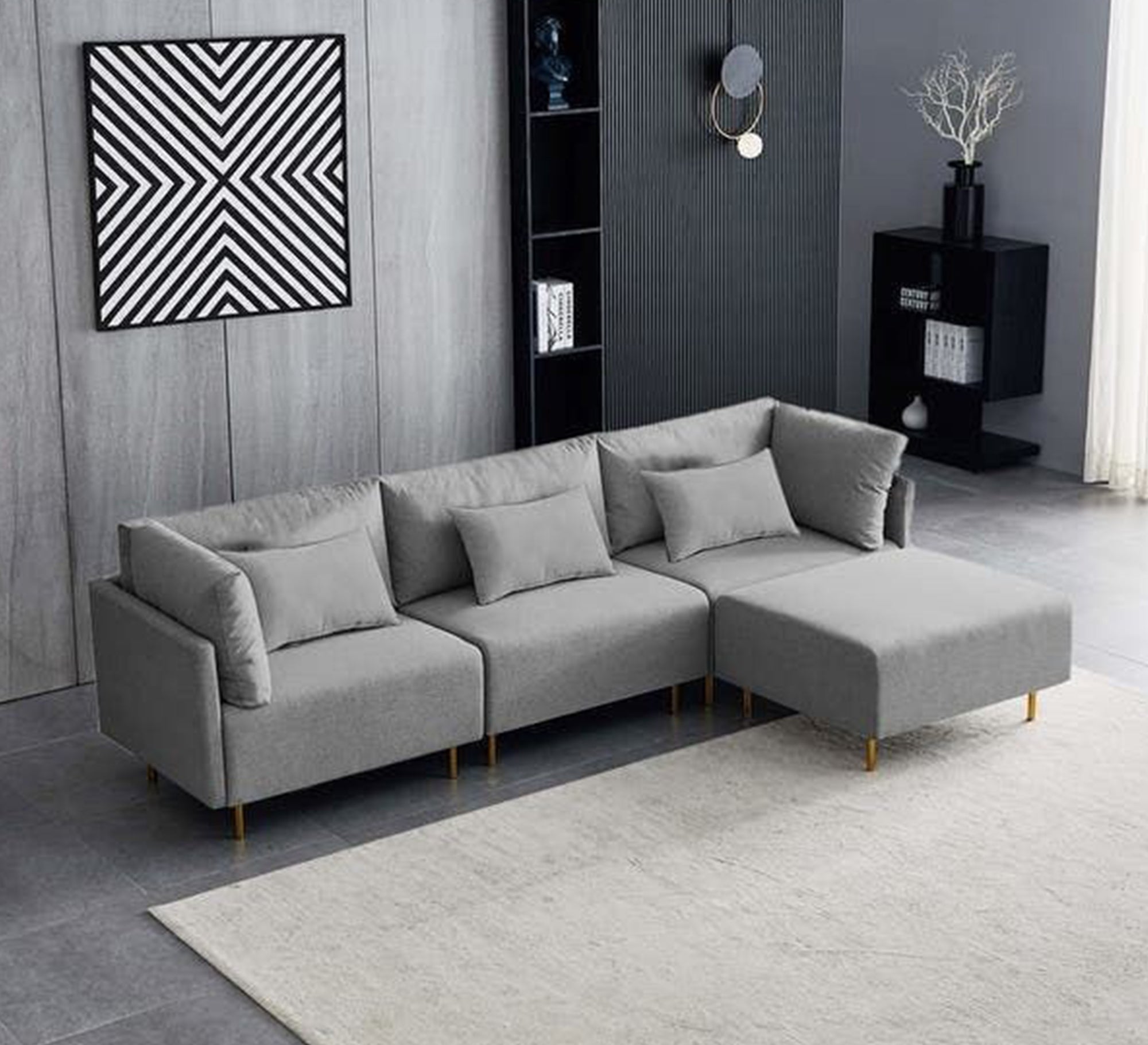 Gray corner with flexible, easy - to - adjust units - Vitrine Furniture - Furniture