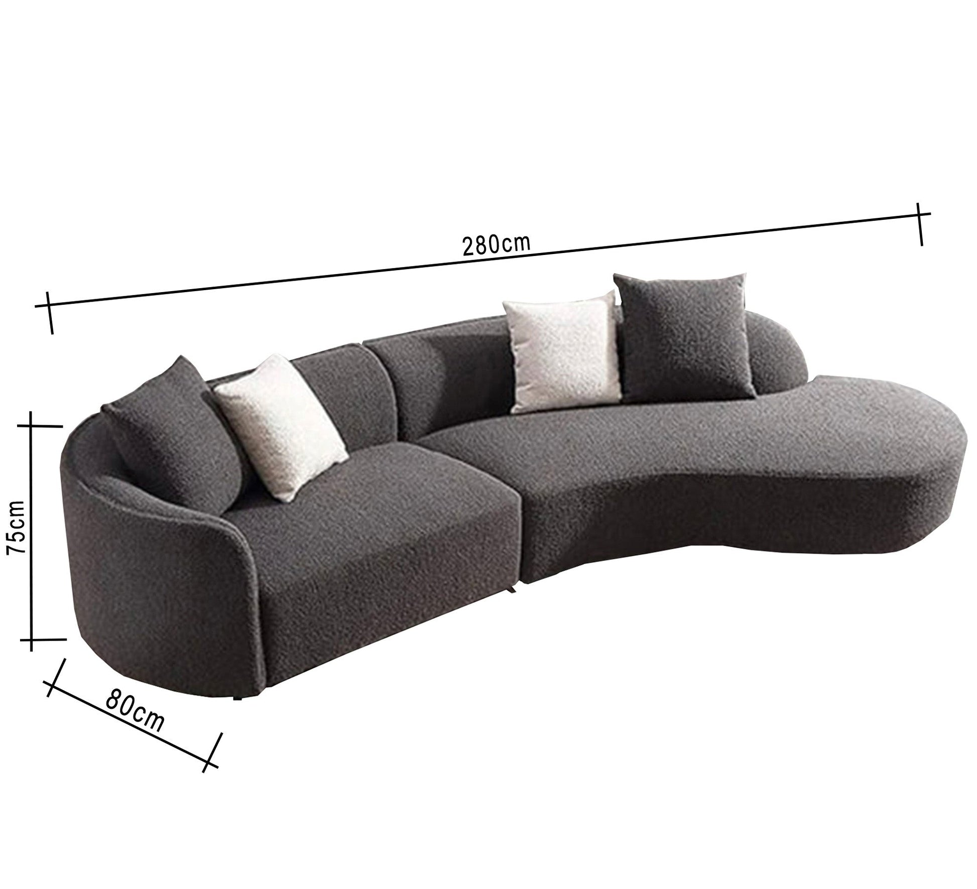 Gray curved sofa with distinguished design - Vitrine Furniture - Living room Sofas