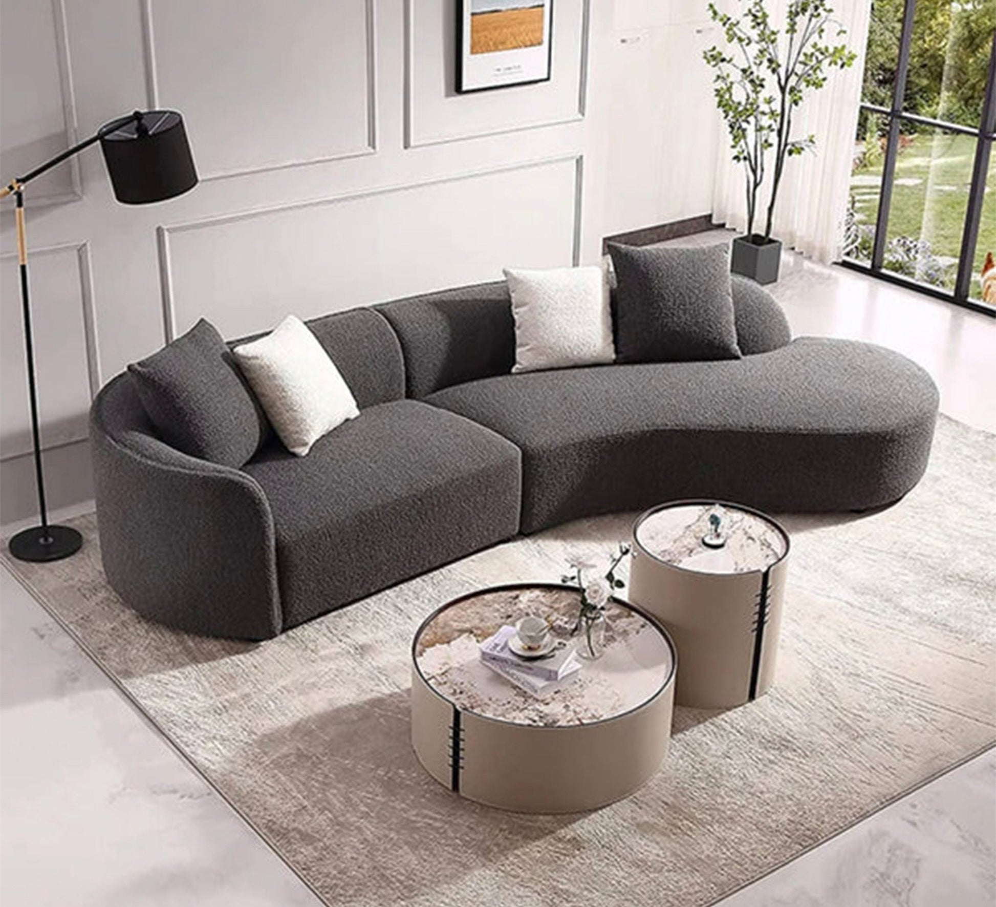 Gray curved sofa with distinguished design - Vitrine Furniture - Living room Sofas