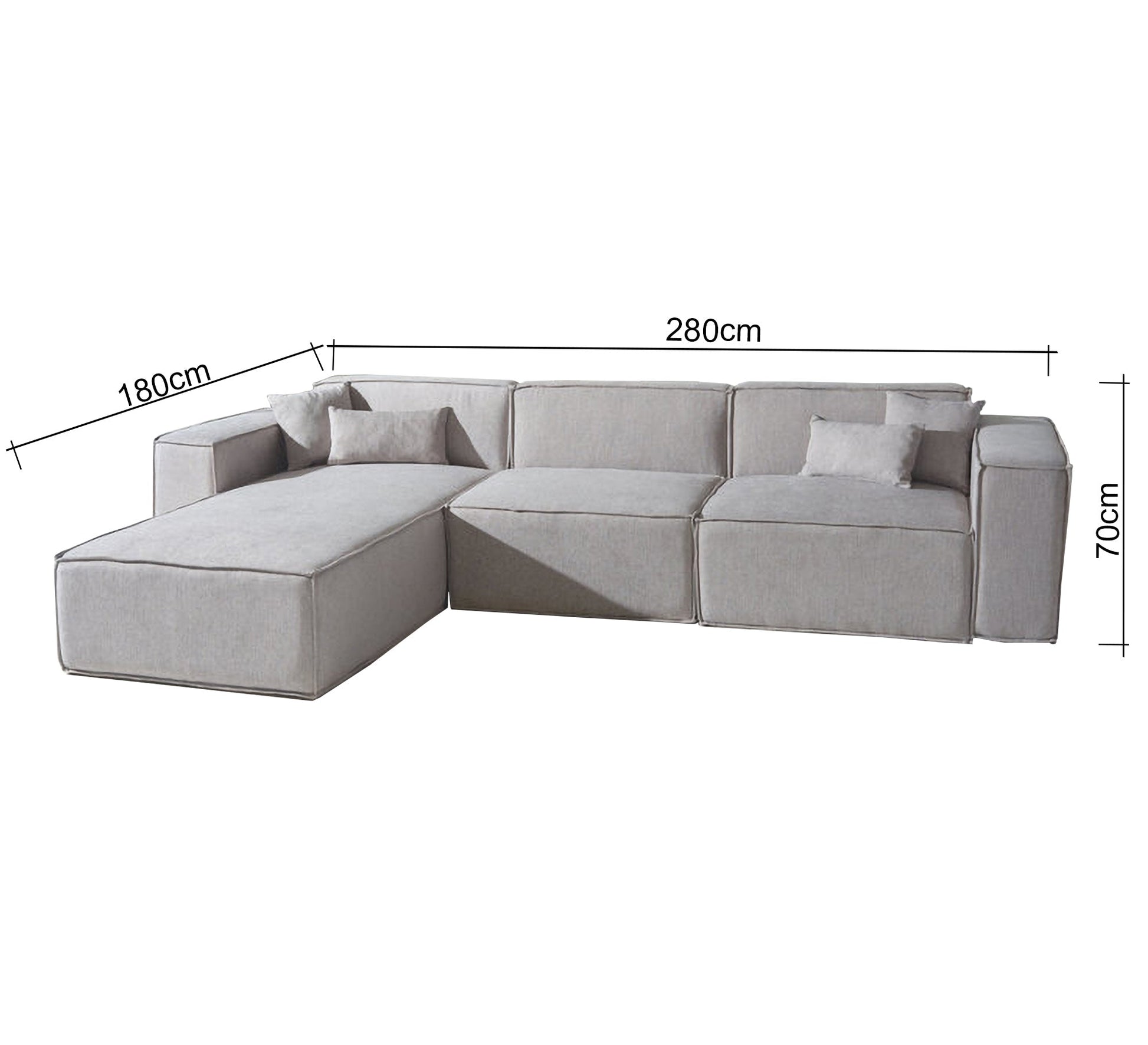 Gray linen L corner - Vitrine Furniture - Furniture