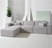 Gray linen L corner - Vitrine Furniture - Furniture