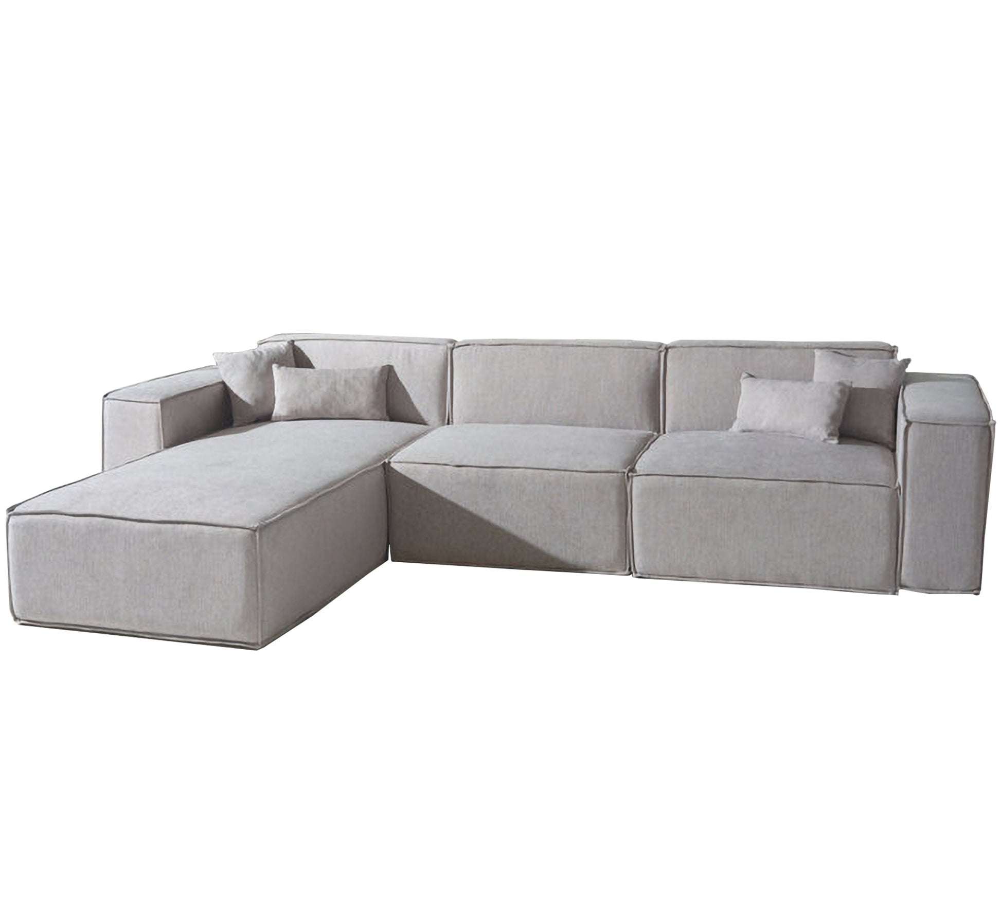 Gray linen L corner - Vitrine Furniture - Furniture