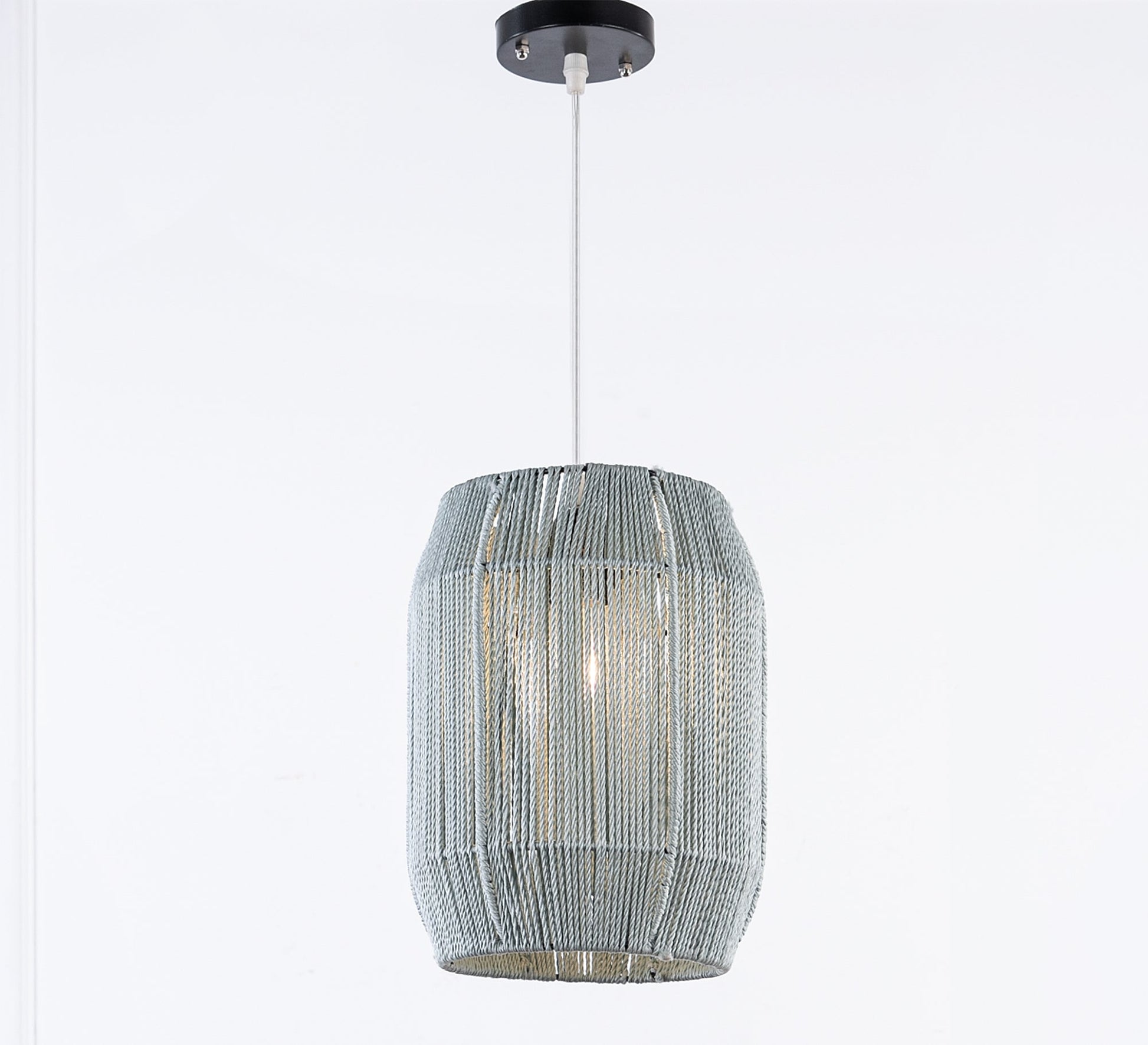 Gray macrame ceiling chandelier - Vitrine Furniture - Lighting