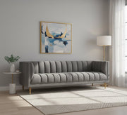 Gray sofa with capitone lines on the back and base - Vitrine Furniture - Living room Sofas