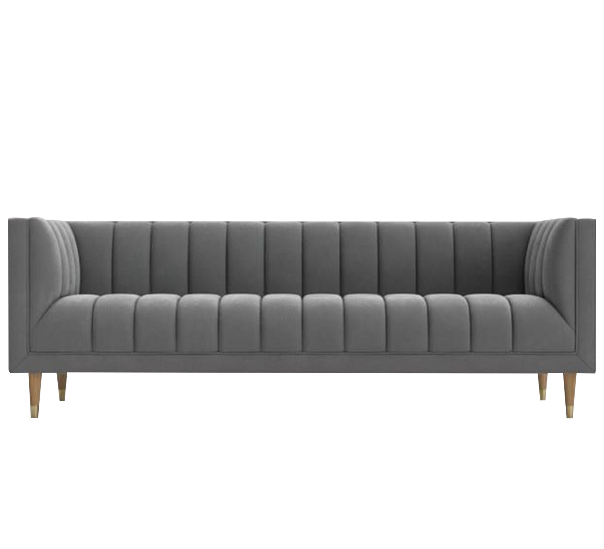 Gray sofa with capitone lines on the back and base - Vitrine Furniture - Living room Sofas