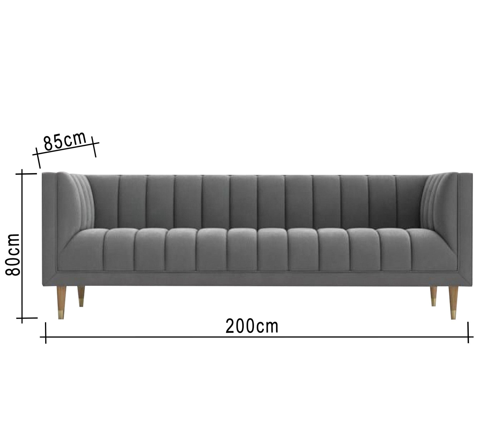 Gray sofa with capitone lines on the back and base - Vitrine Furniture - Living room Sofas