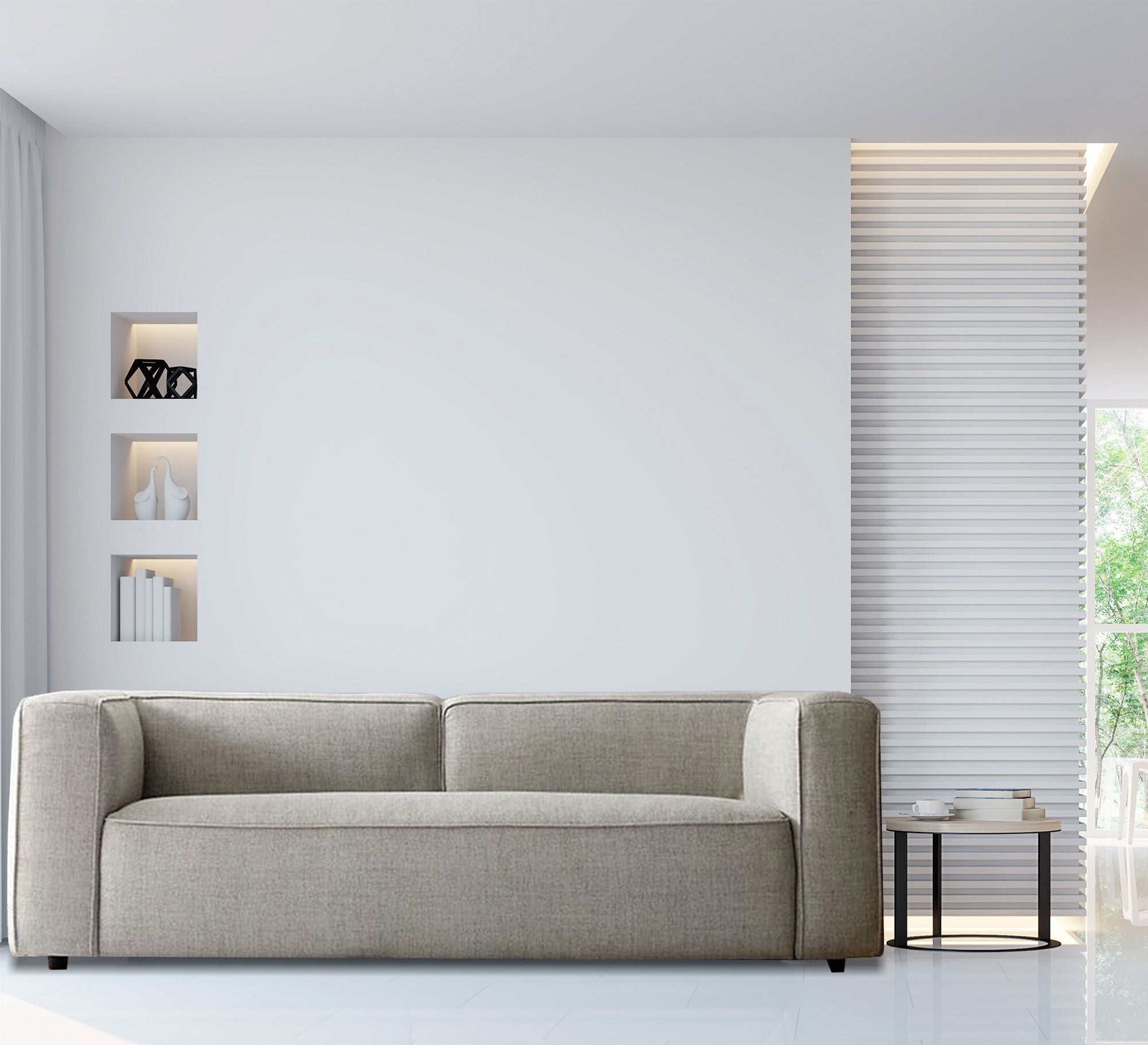 Gray sofa with elegant flowing lines - Vitrine Furniture - Living room Sofas