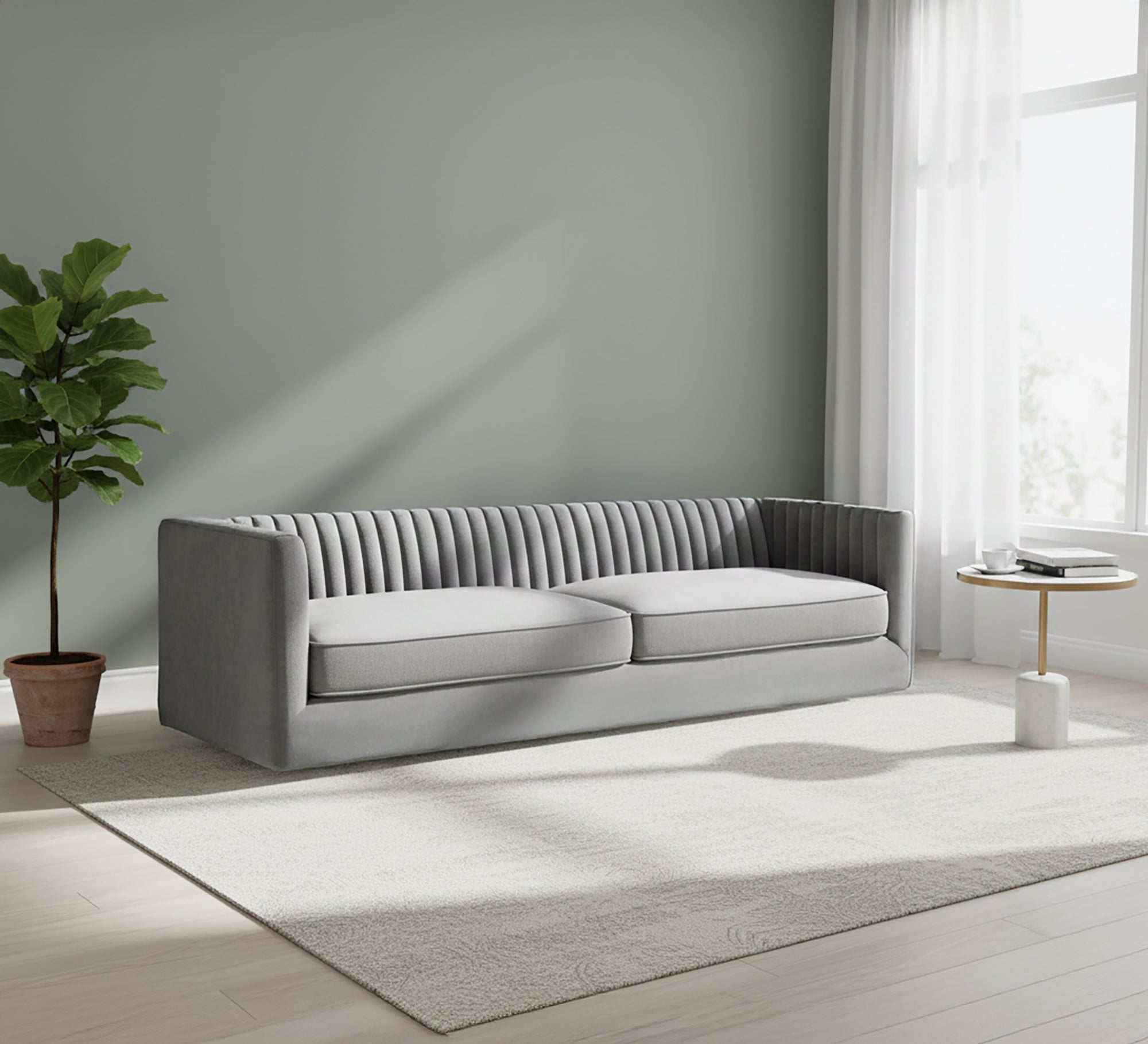 Gray sofa with folded backrest - Vitrine Furniture - Living room Sofas