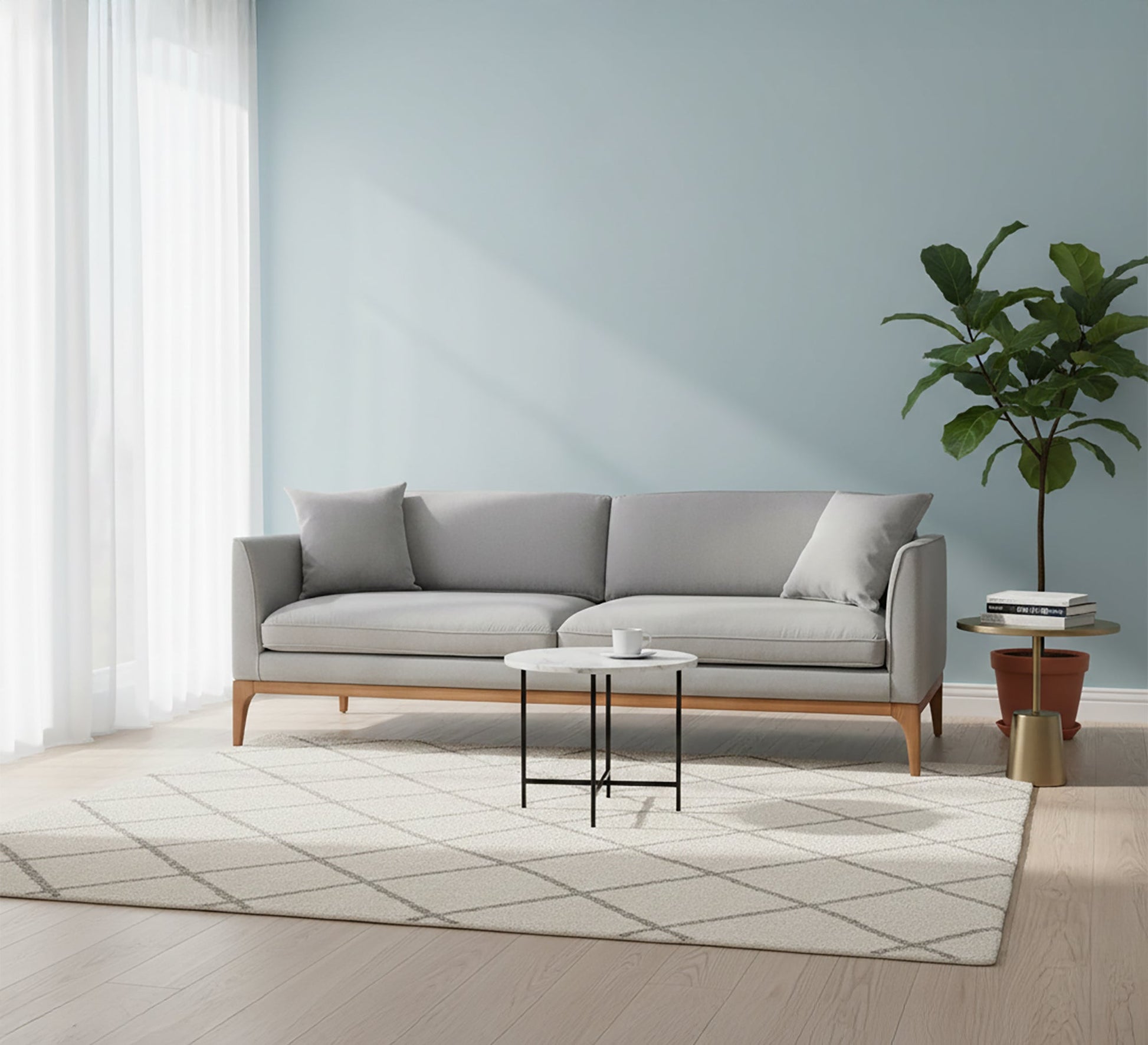 Gray sofa with high wooden legs - Vitrine Furniture - Living room Sofas