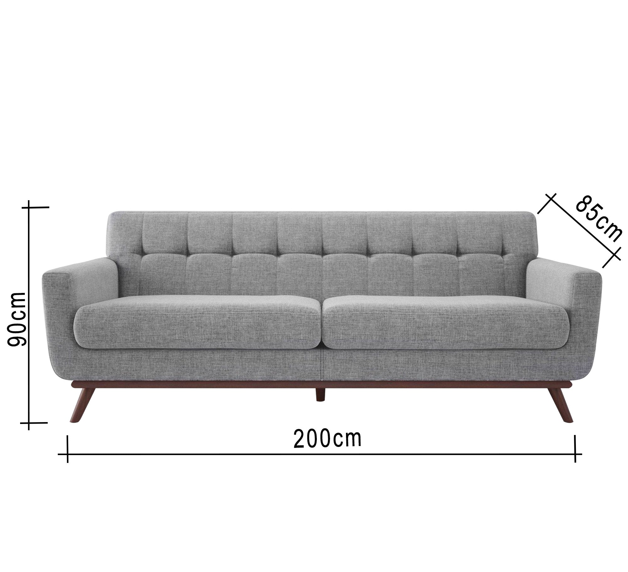 Gray sofa with slanted wooden legs - Vitrine Furniture - Living room Sofas