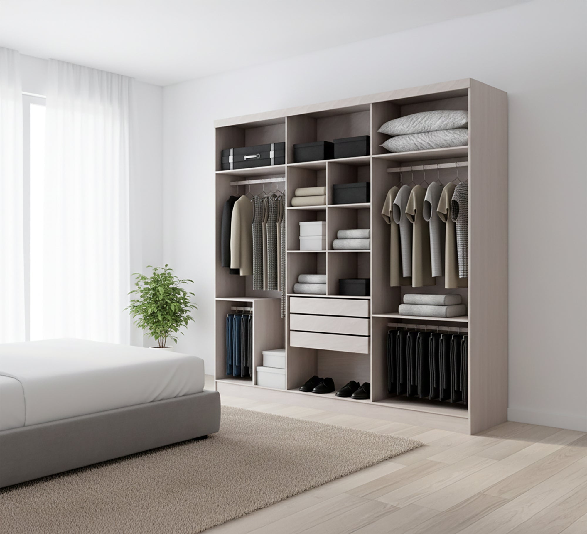 Gray Space Dresser: Elegant, Practical, Open Design - Vitrine Furniture - Furniture