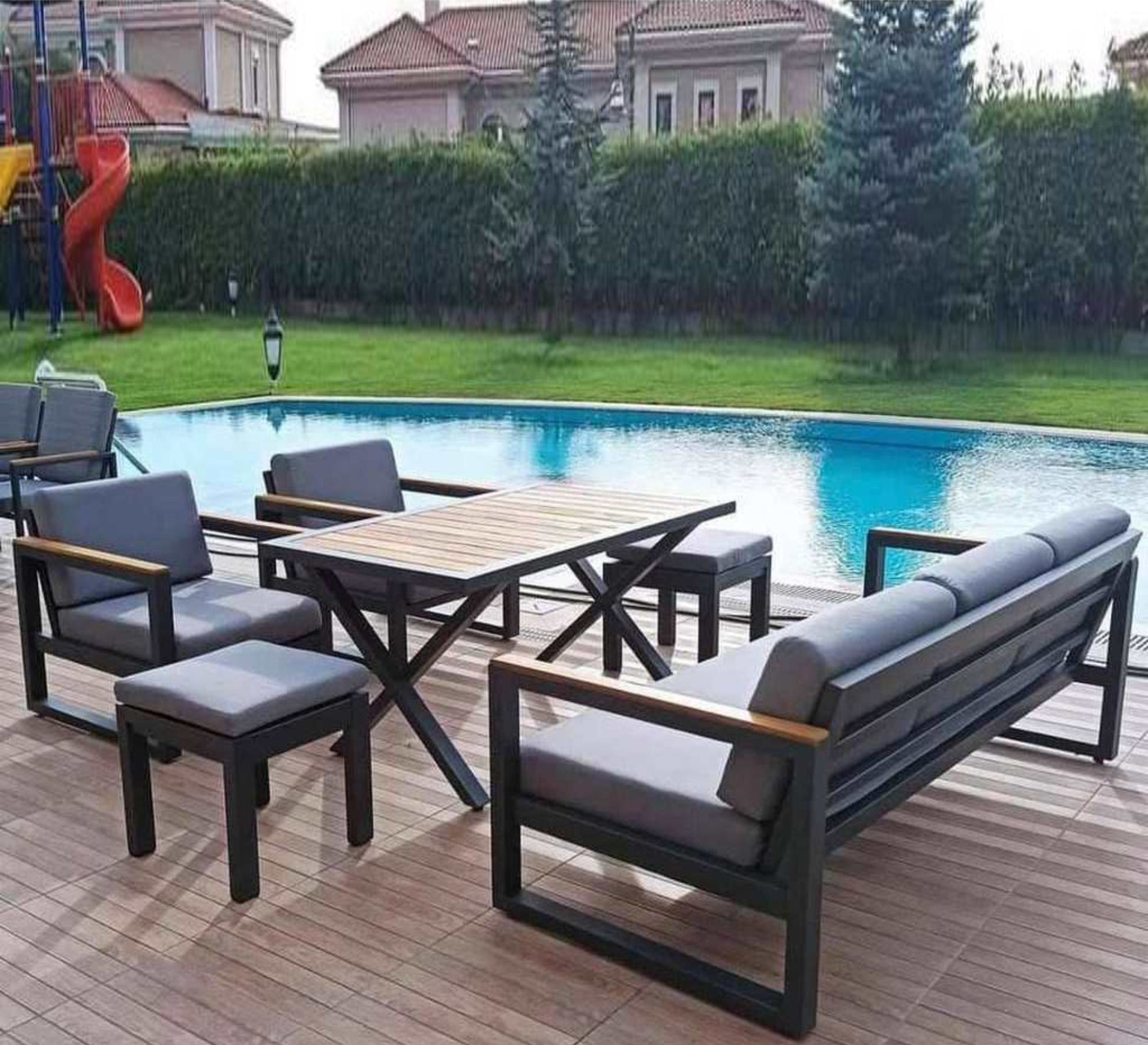 Gray steel seating set - Vitrine Furniture - Outdoor Products