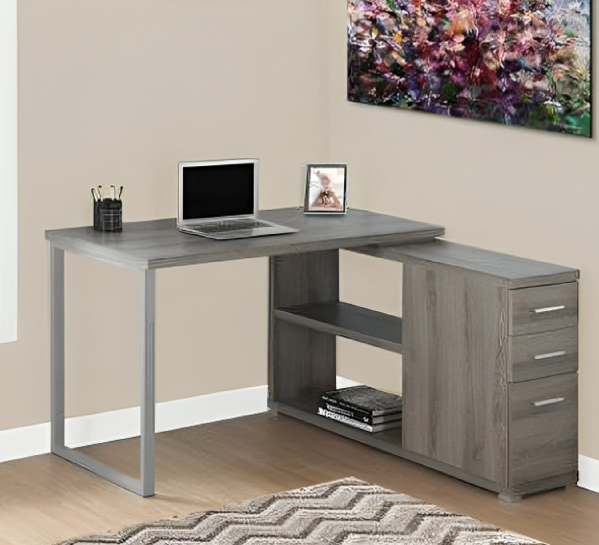 Gray Youth Study Desk: Stylish & Functional - Vitrine Furniture - Furniture